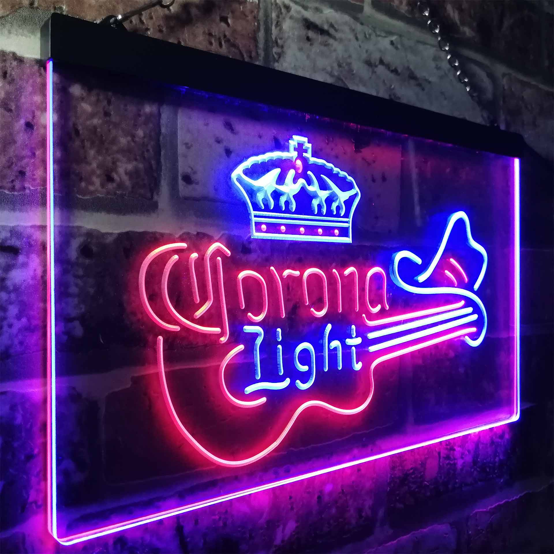 Coronas Light Guitar Cowboy Hat LED Neon Sign