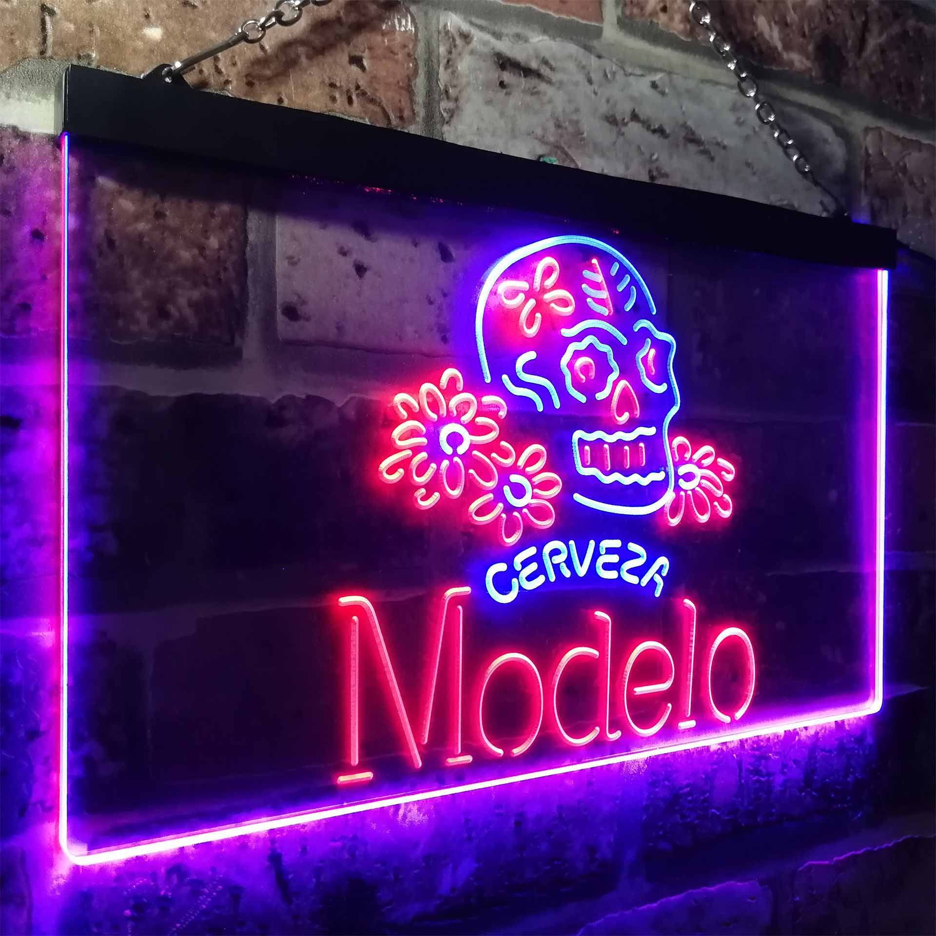 Cerveza Modelo Skull Bar LED Neon Sign