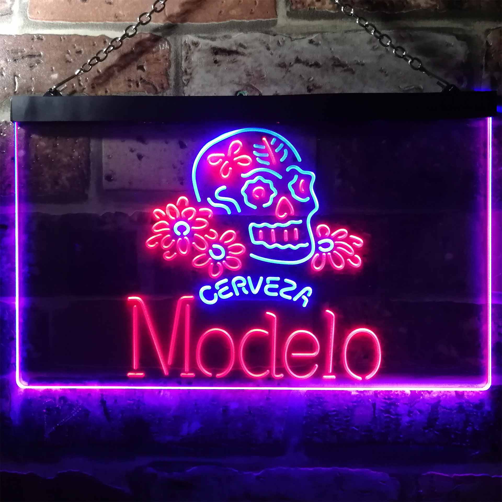 Cerveza Modelo Skull Bar LED Neon Sign