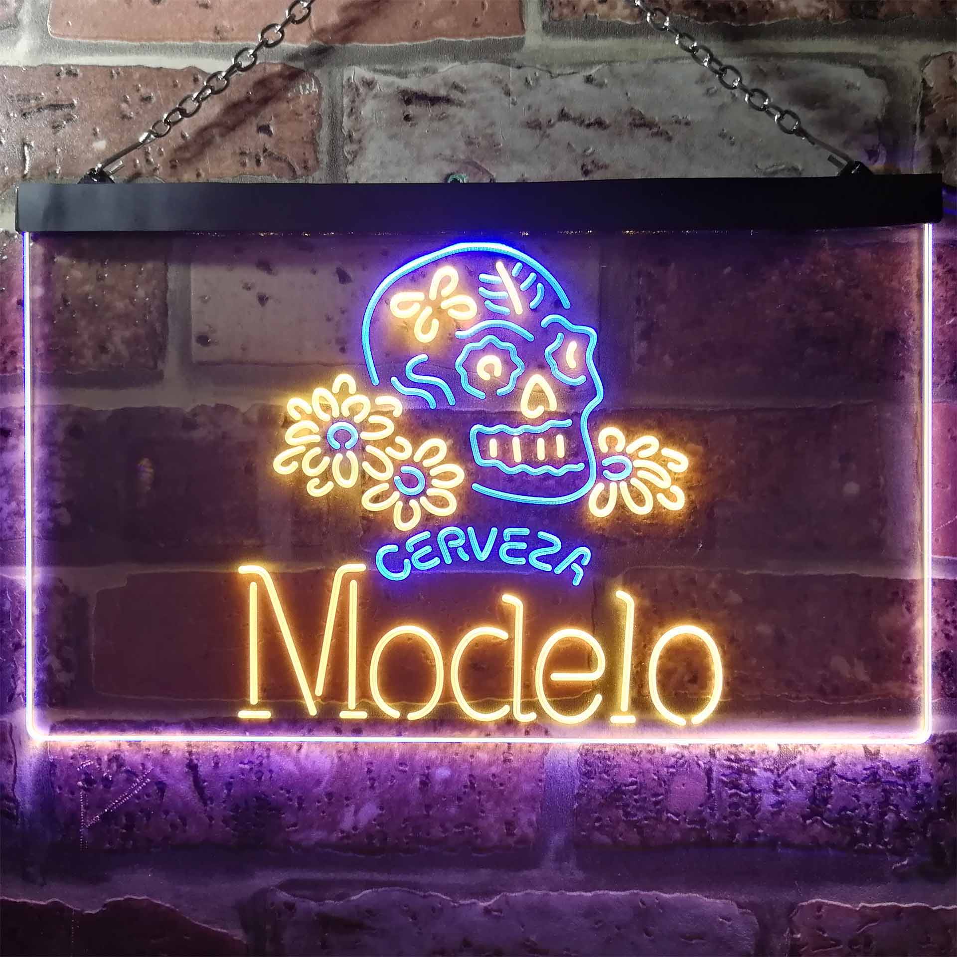 Cerveza Modelo Skull Bar LED Neon Sign