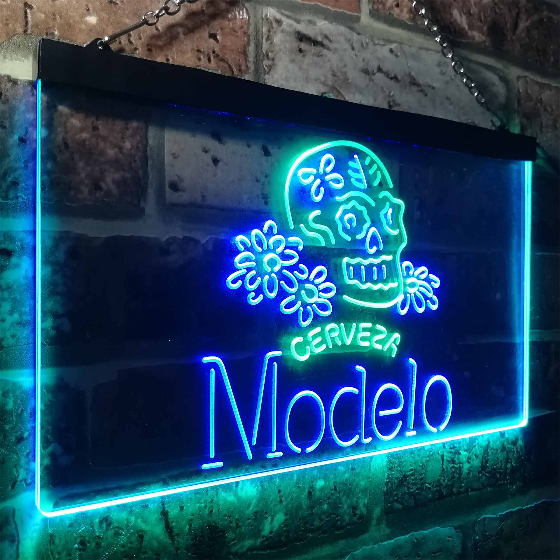 Cerveza Modelo Skull Bar LED Neon Sign