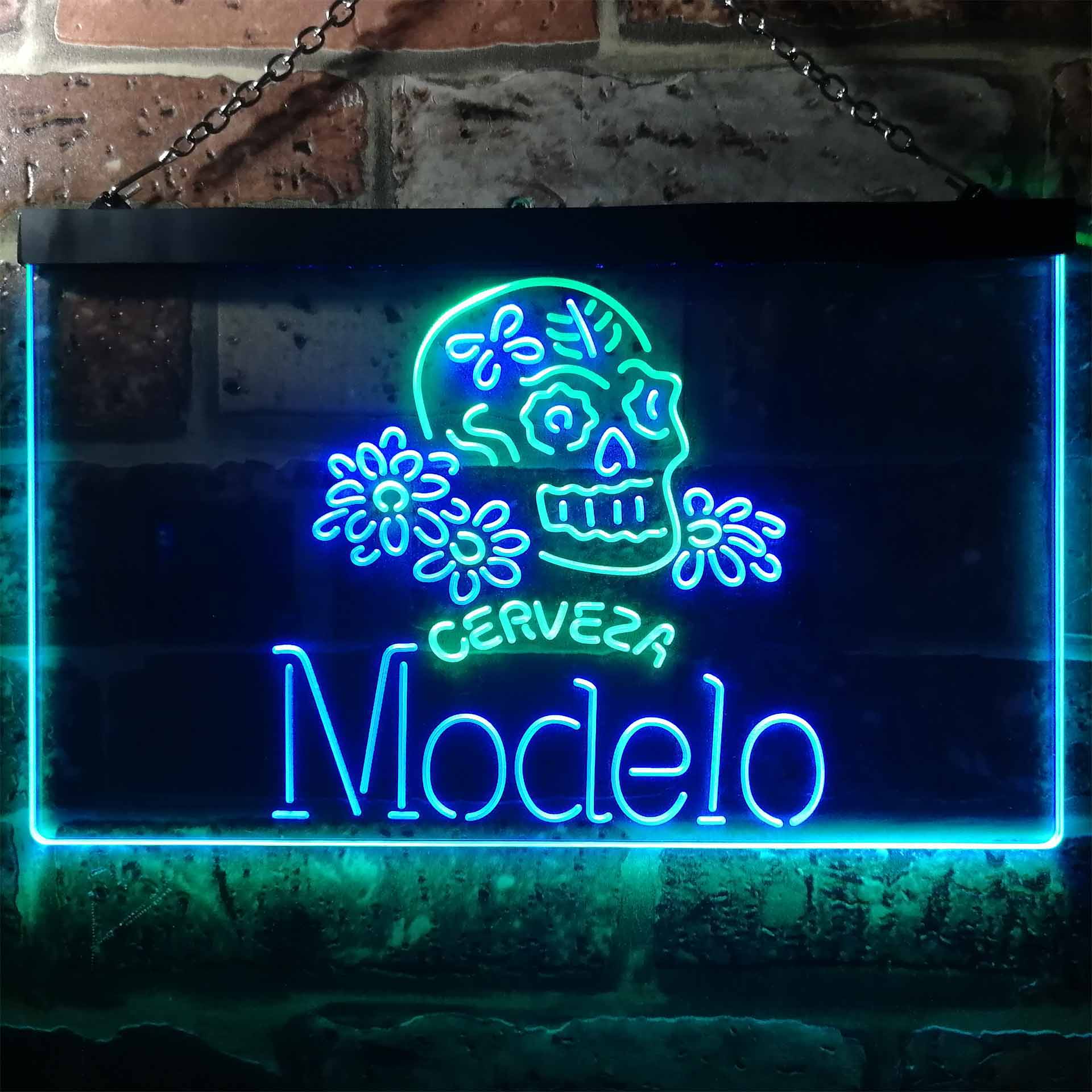 Cerveza Modelo Skull Bar LED Neon Sign