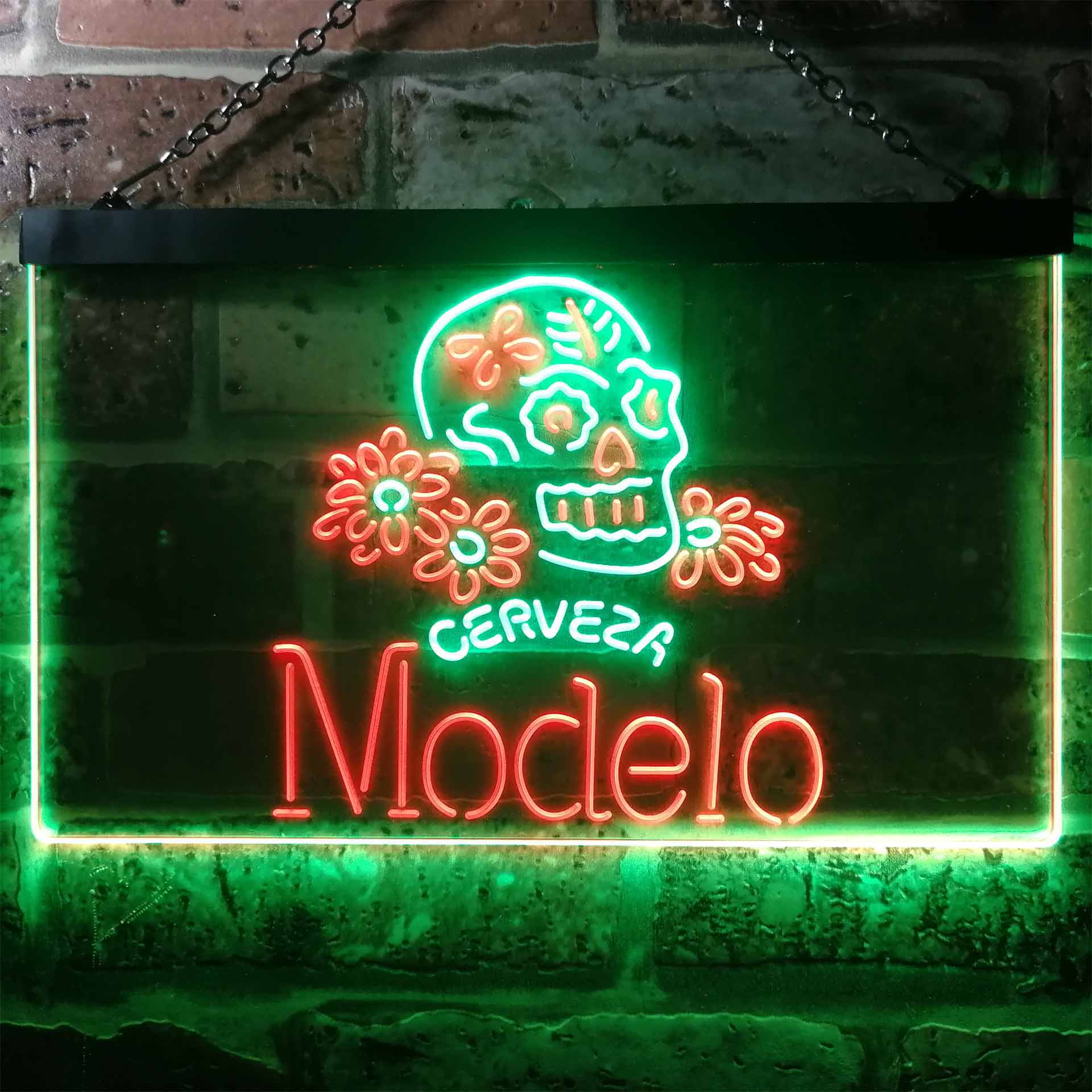 Cerveza Modelo Skull Bar LED Neon Sign