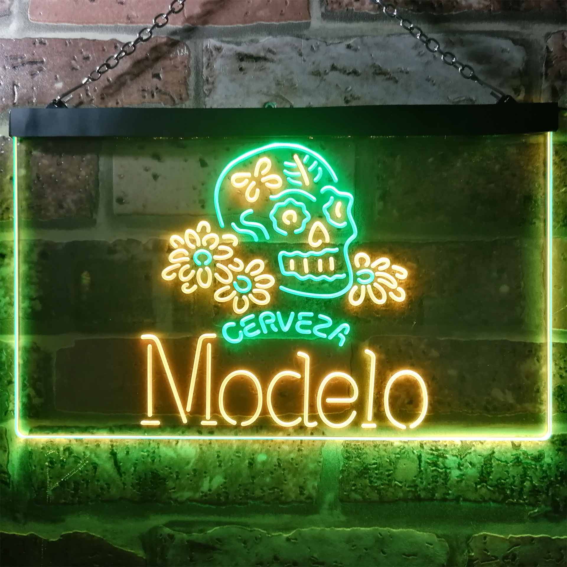 Cerveza Modelo Skull Bar LED Neon Sign