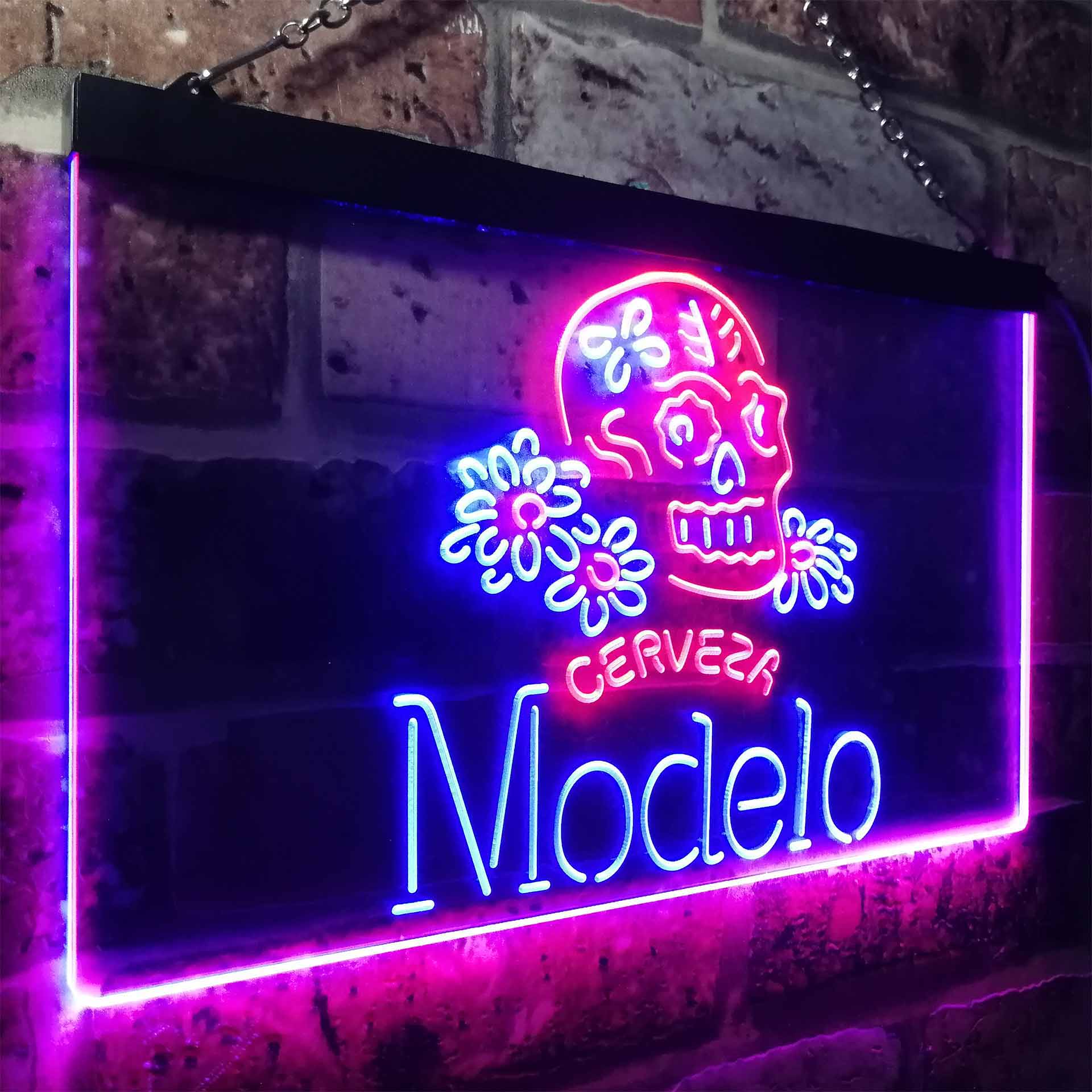 Cerveza Modelo Skull Bar LED Neon Sign