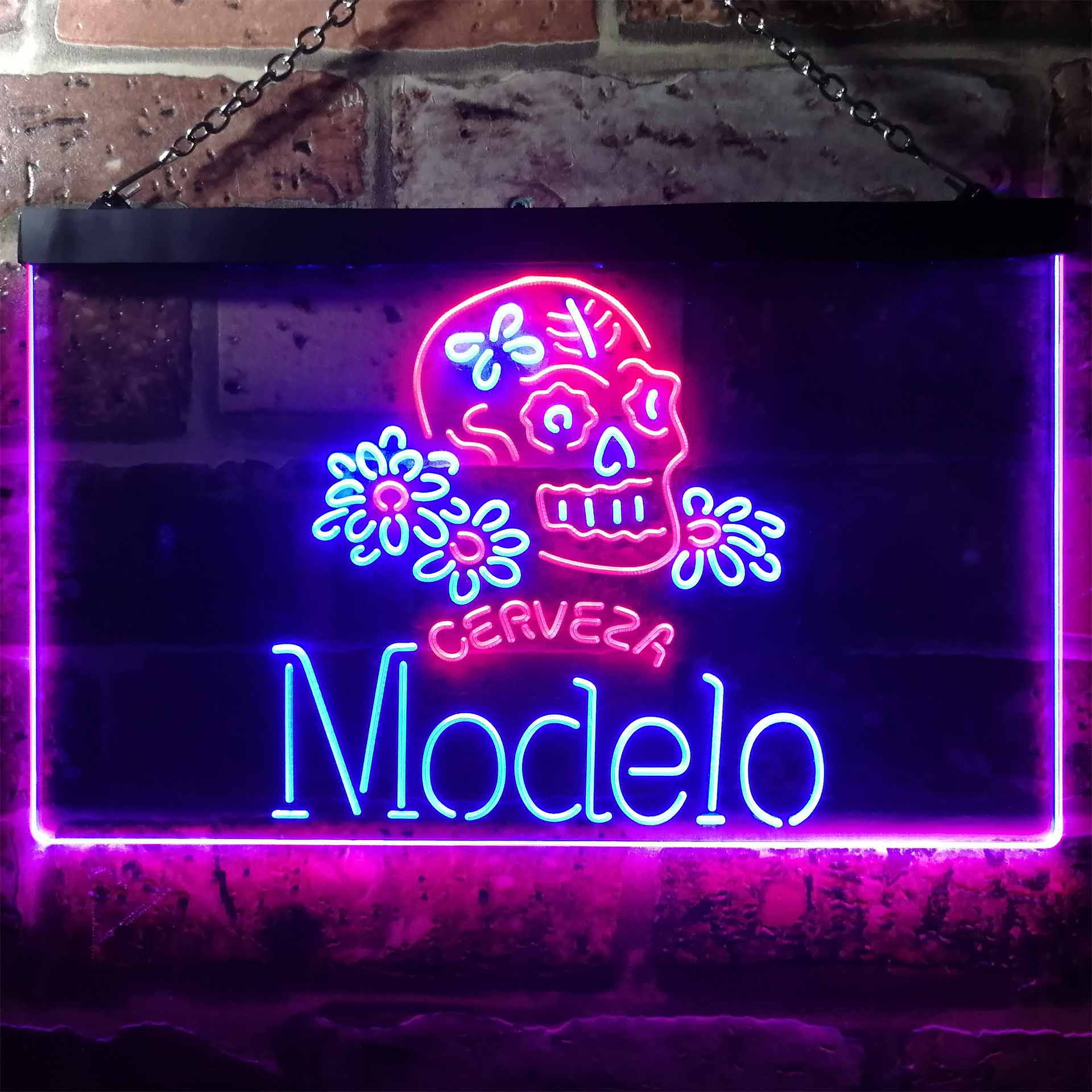 Cerveza Modelo Skull Bar LED Neon Sign