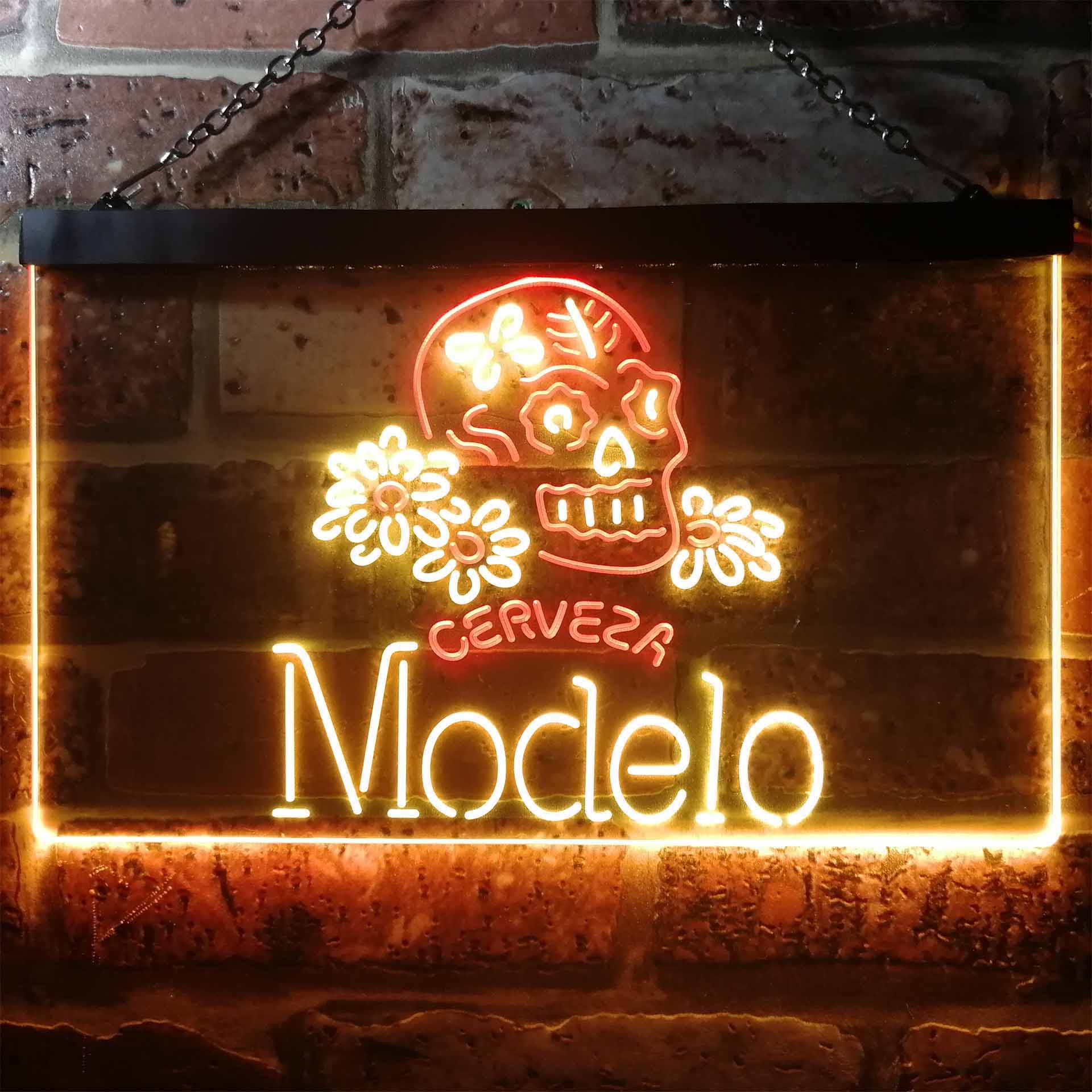 Cerveza Modelo Skull Bar LED Neon Sign