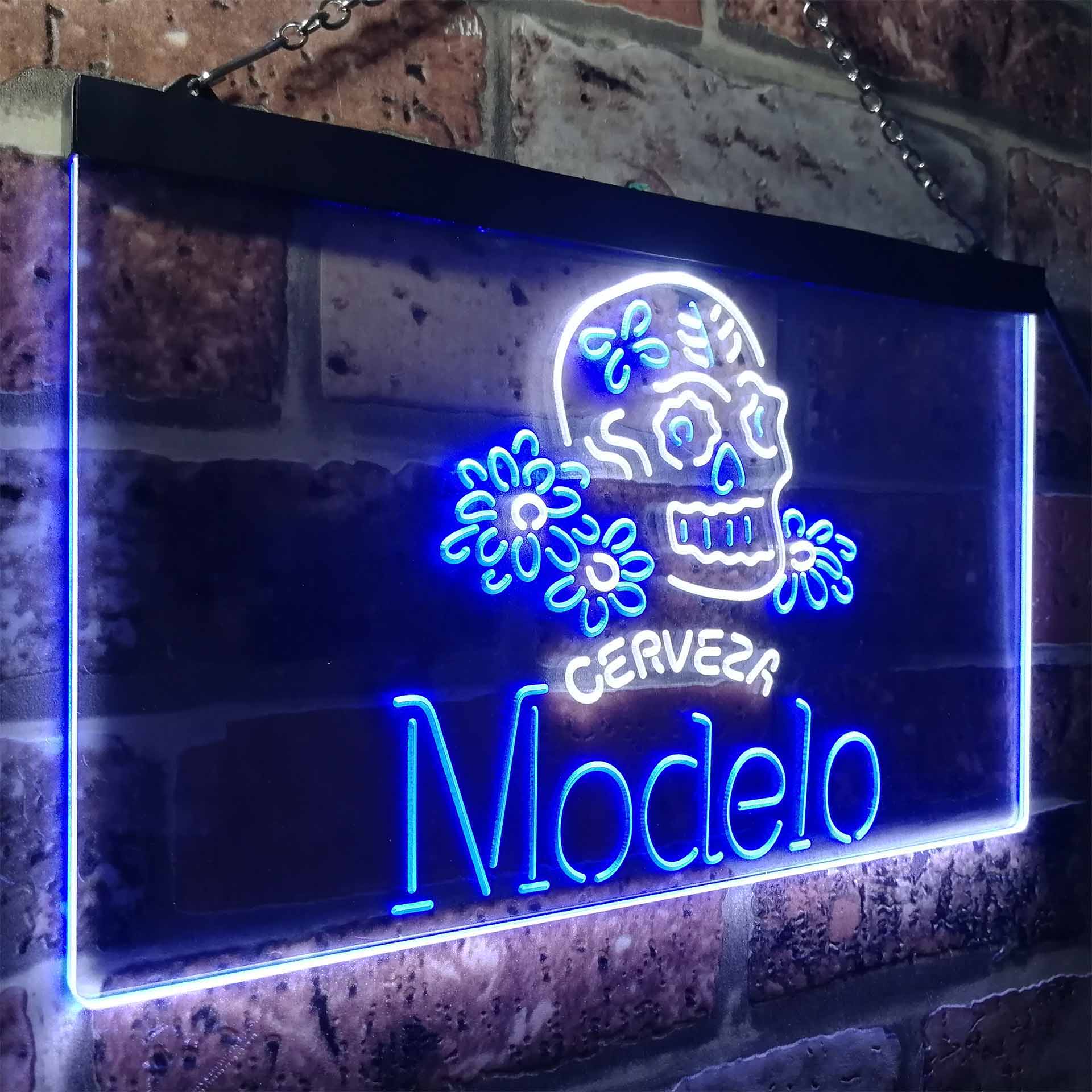 Cerveza Modelo Skull Bar LED Neon Sign