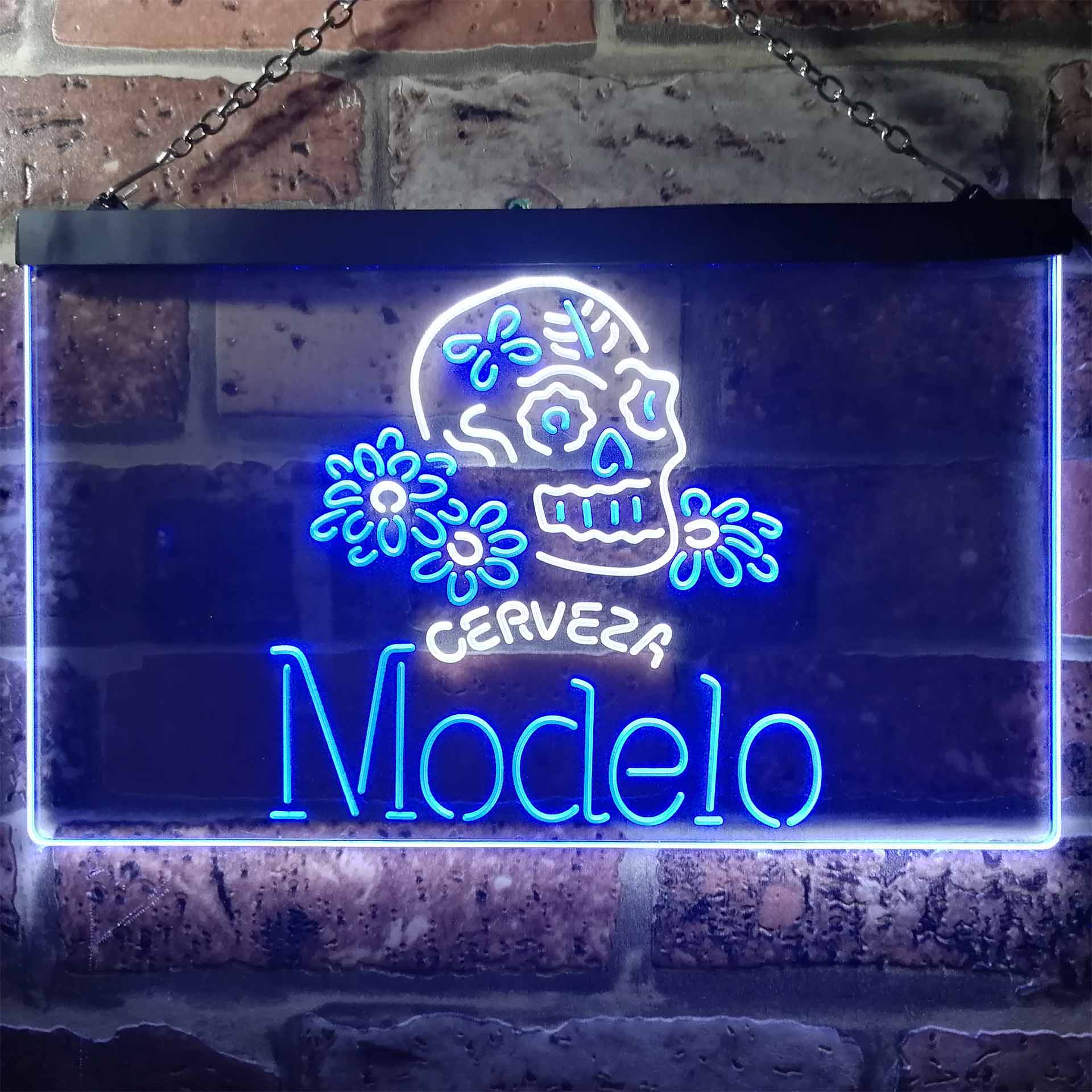 Cerveza Modelo Skull Bar LED Neon Sign