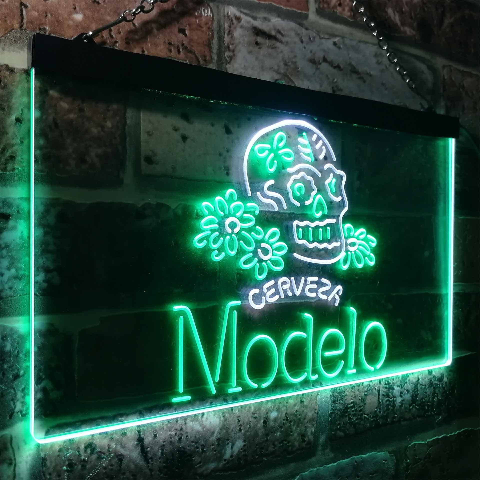 Cerveza Modelo Skull Bar LED Neon Sign