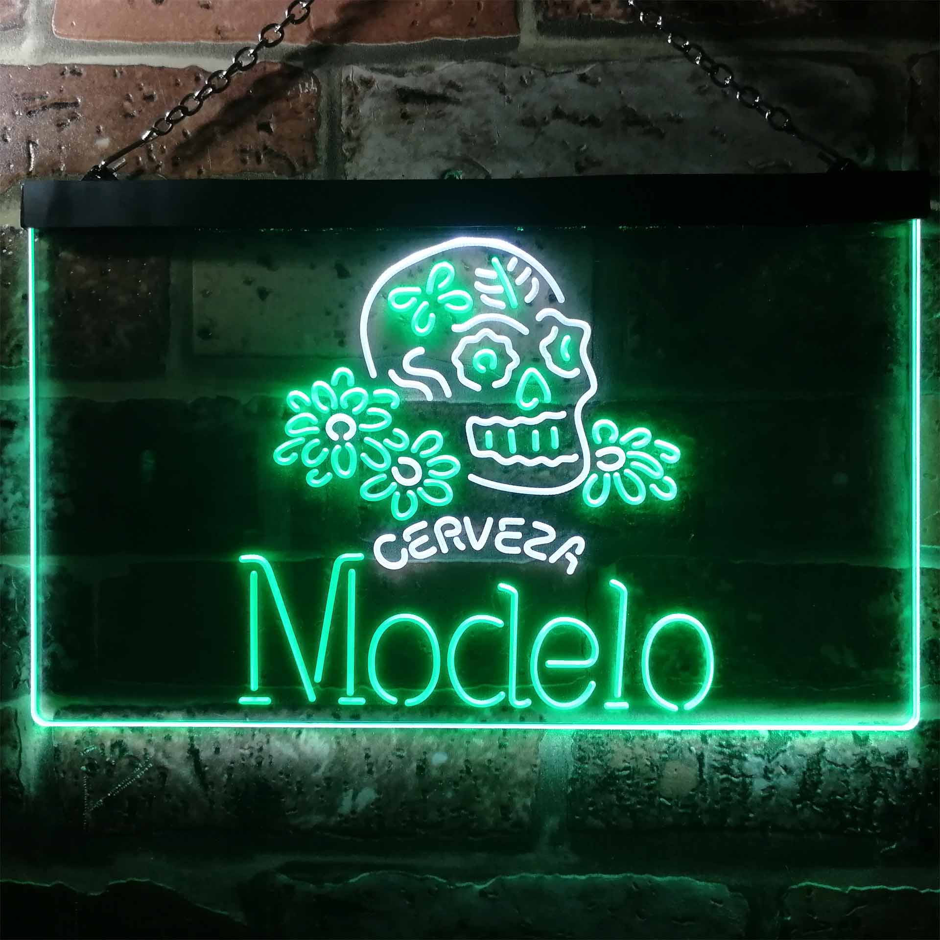 Cerveza Modelo Skull Bar LED Neon Sign