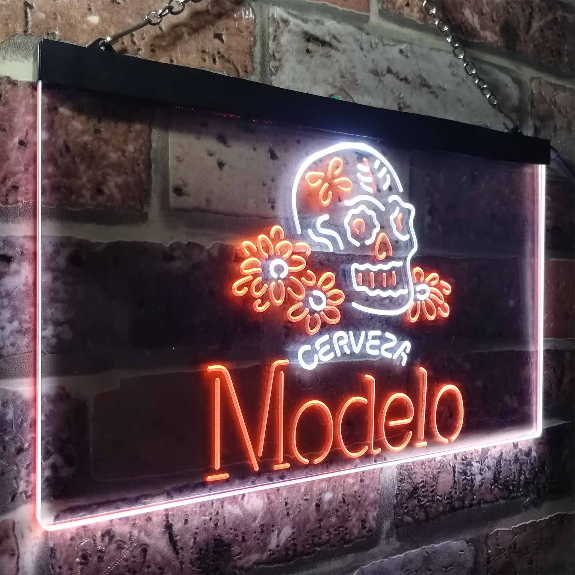 Cerveza Modelo Skull Bar LED Neon Sign