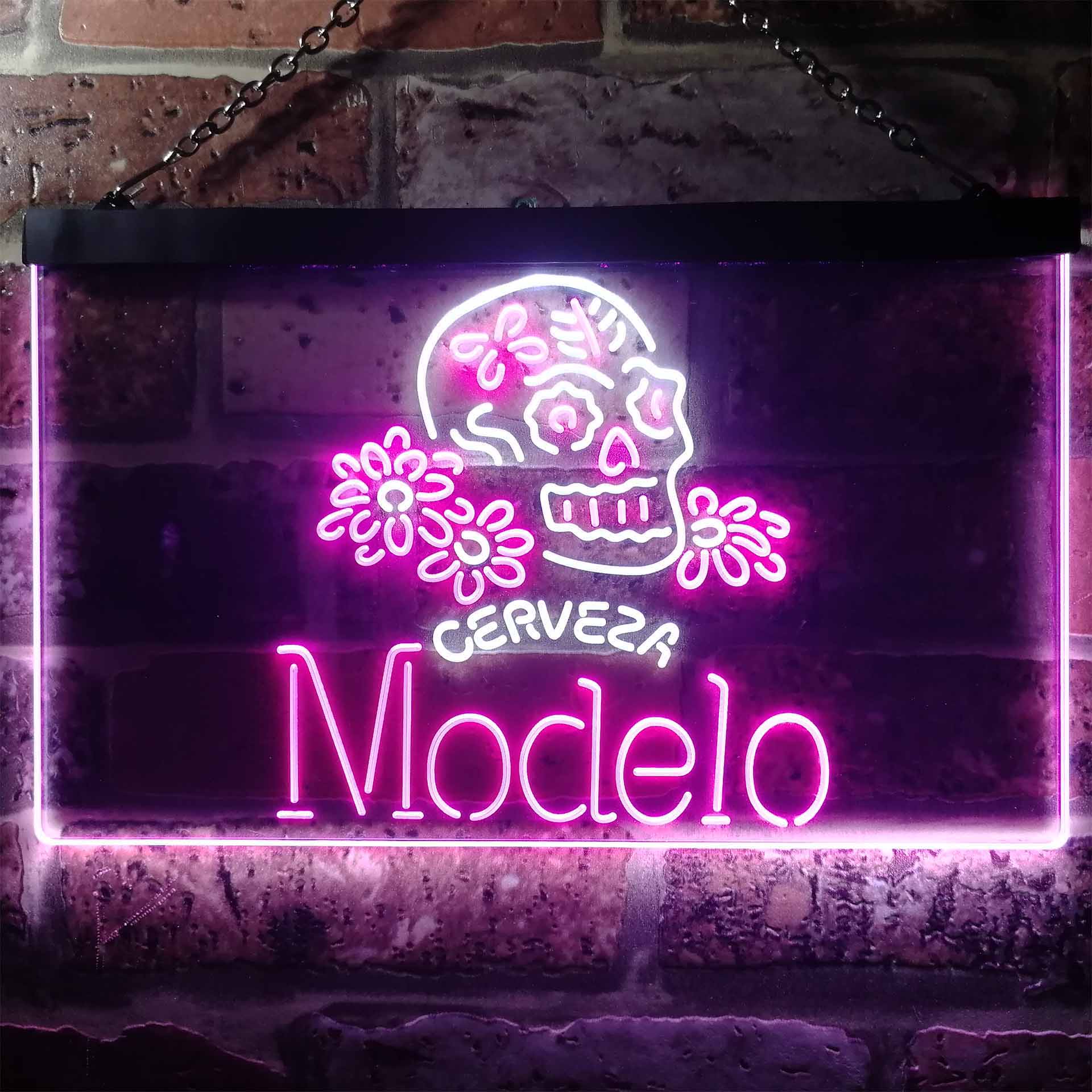 Cerveza Modelo Skull Bar LED Neon Sign