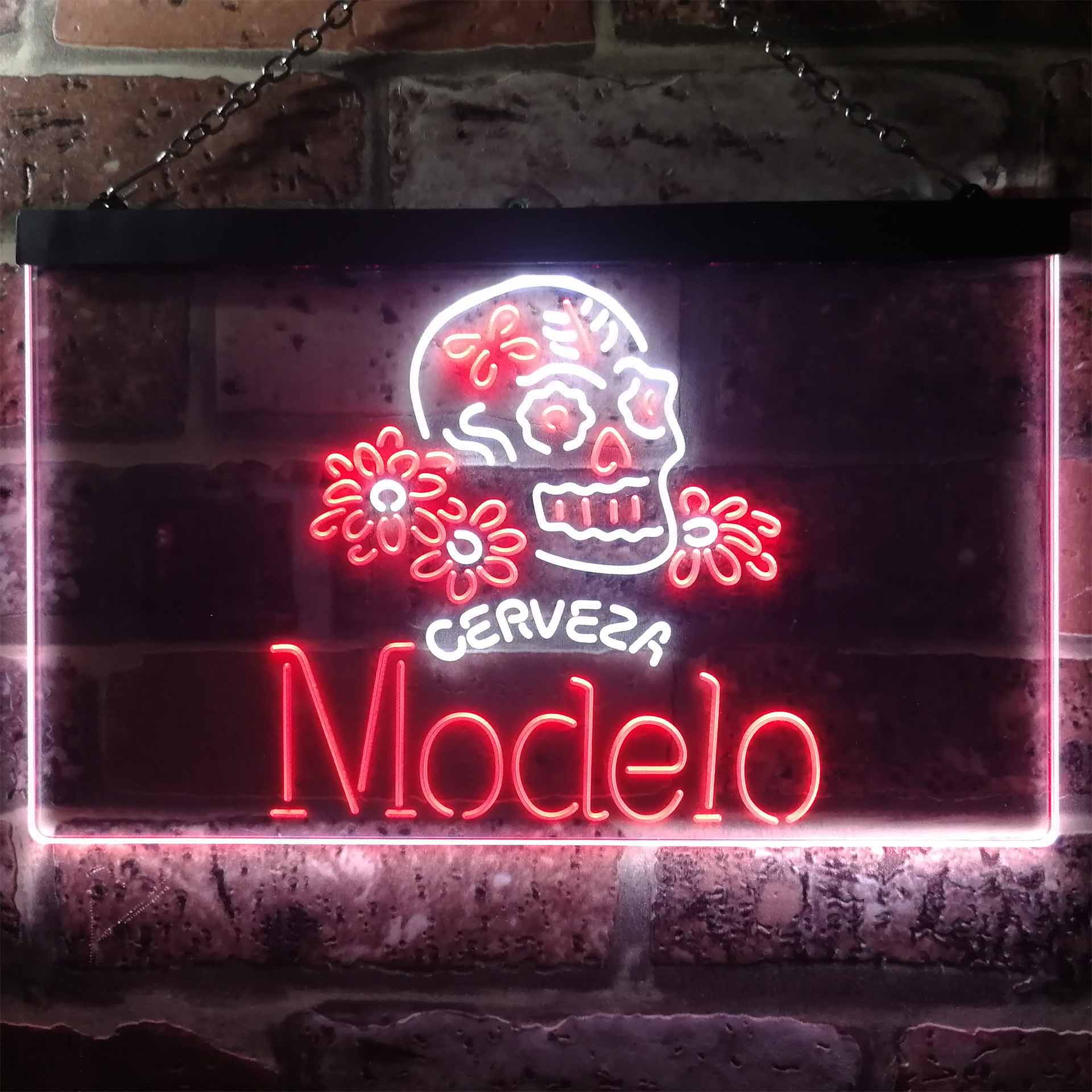 Cerveza Modelo Skull Bar LED Neon Sign