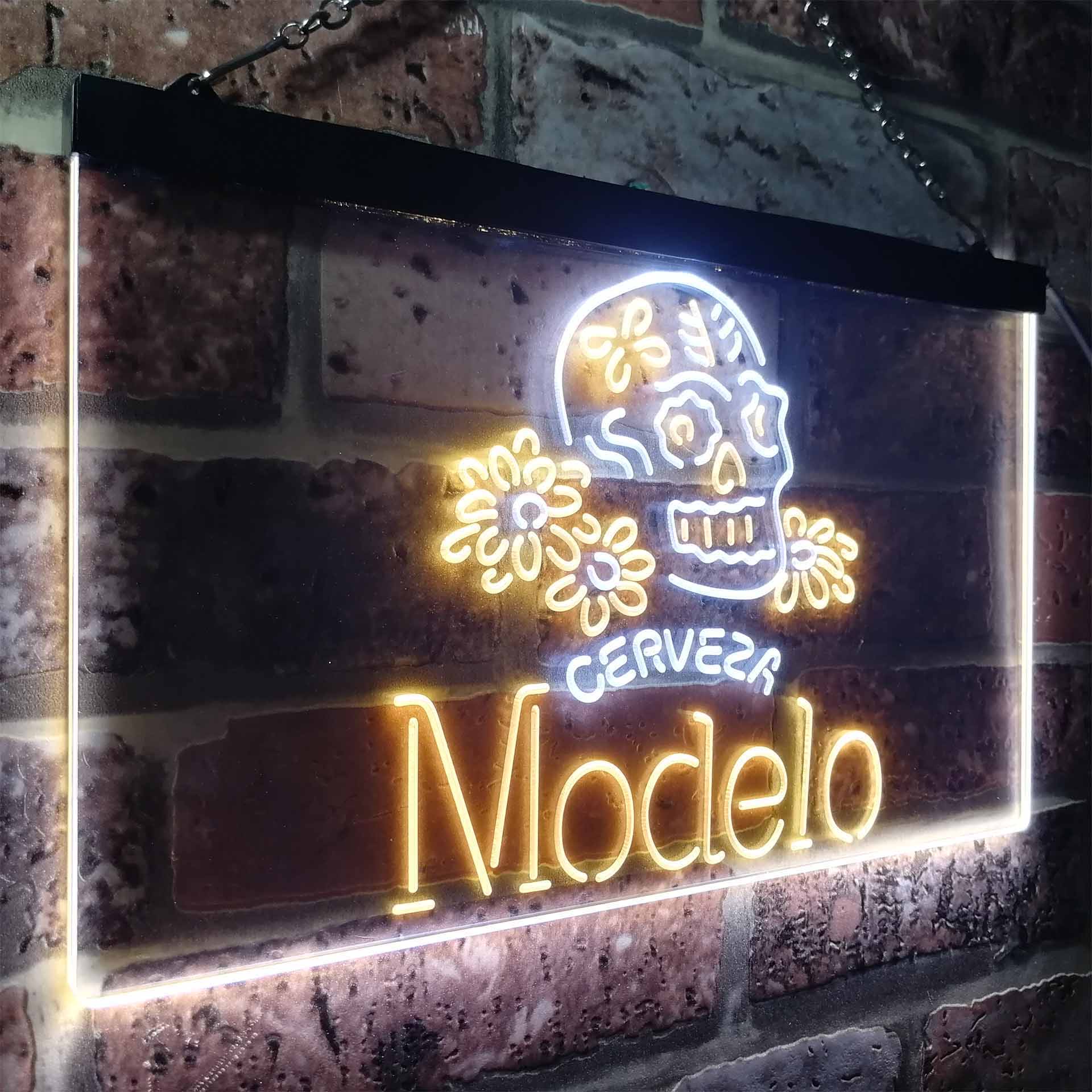 Cerveza Modelo Skull Bar LED Neon Sign