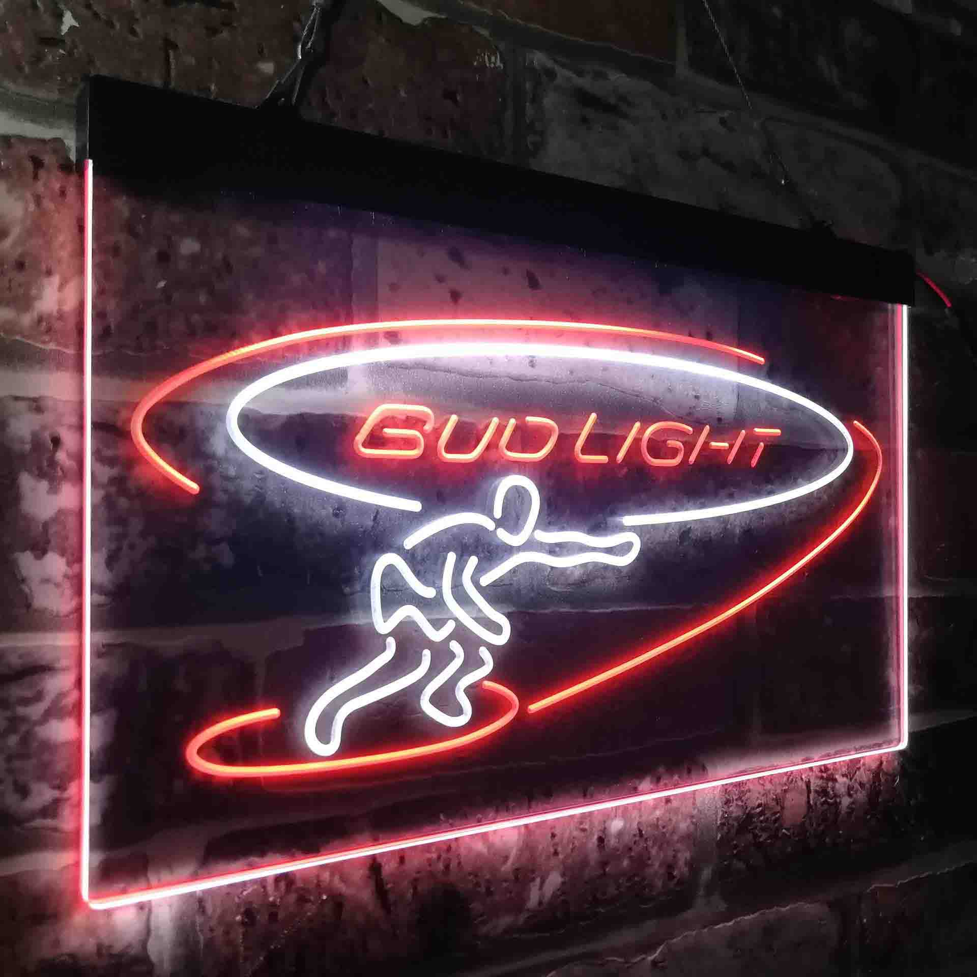 Bud Light Surf Snowboarder LED Neon Sign