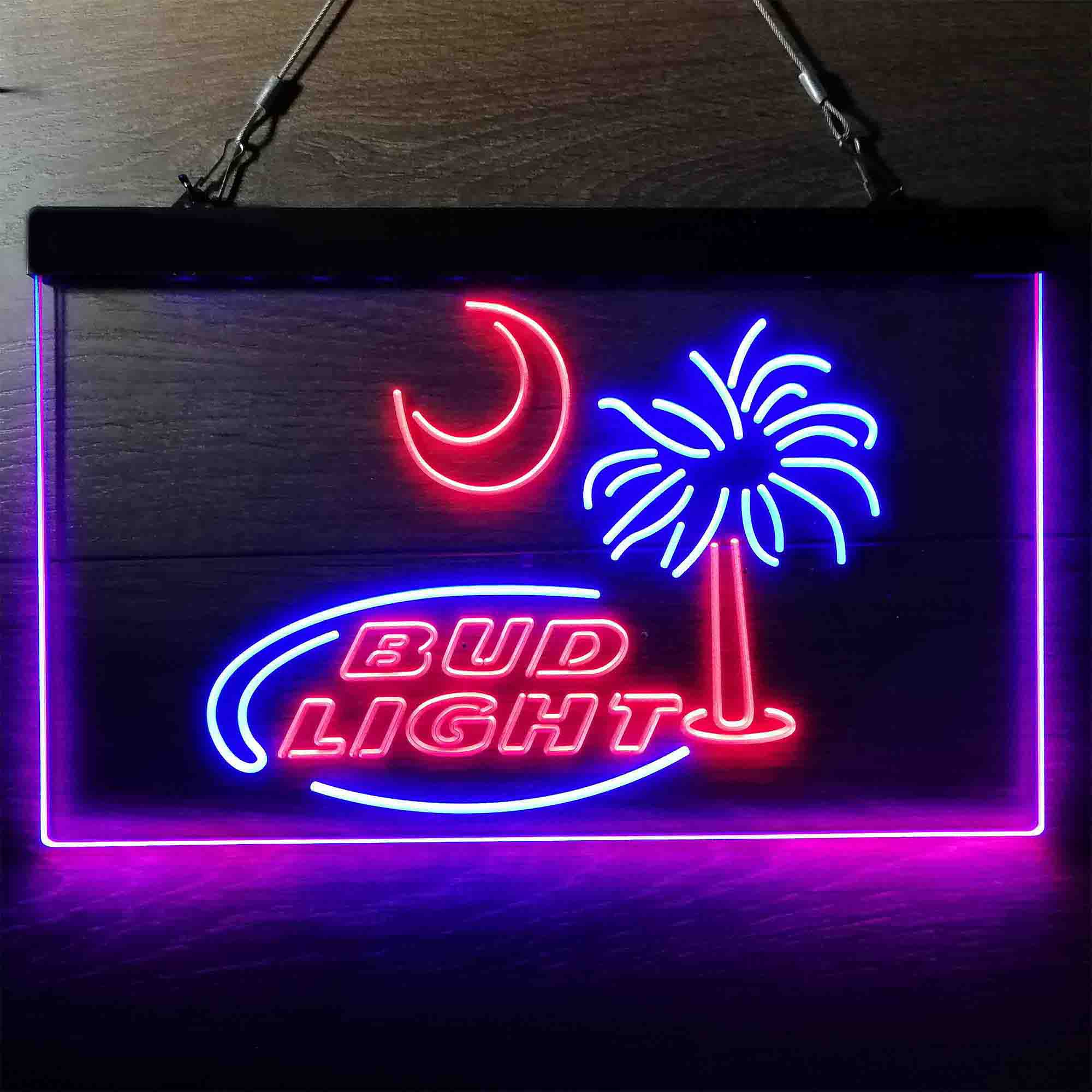 Buds Led Neon Light Palm Tree Sun Beer Bar Decoration Gifts LED Neon Sign