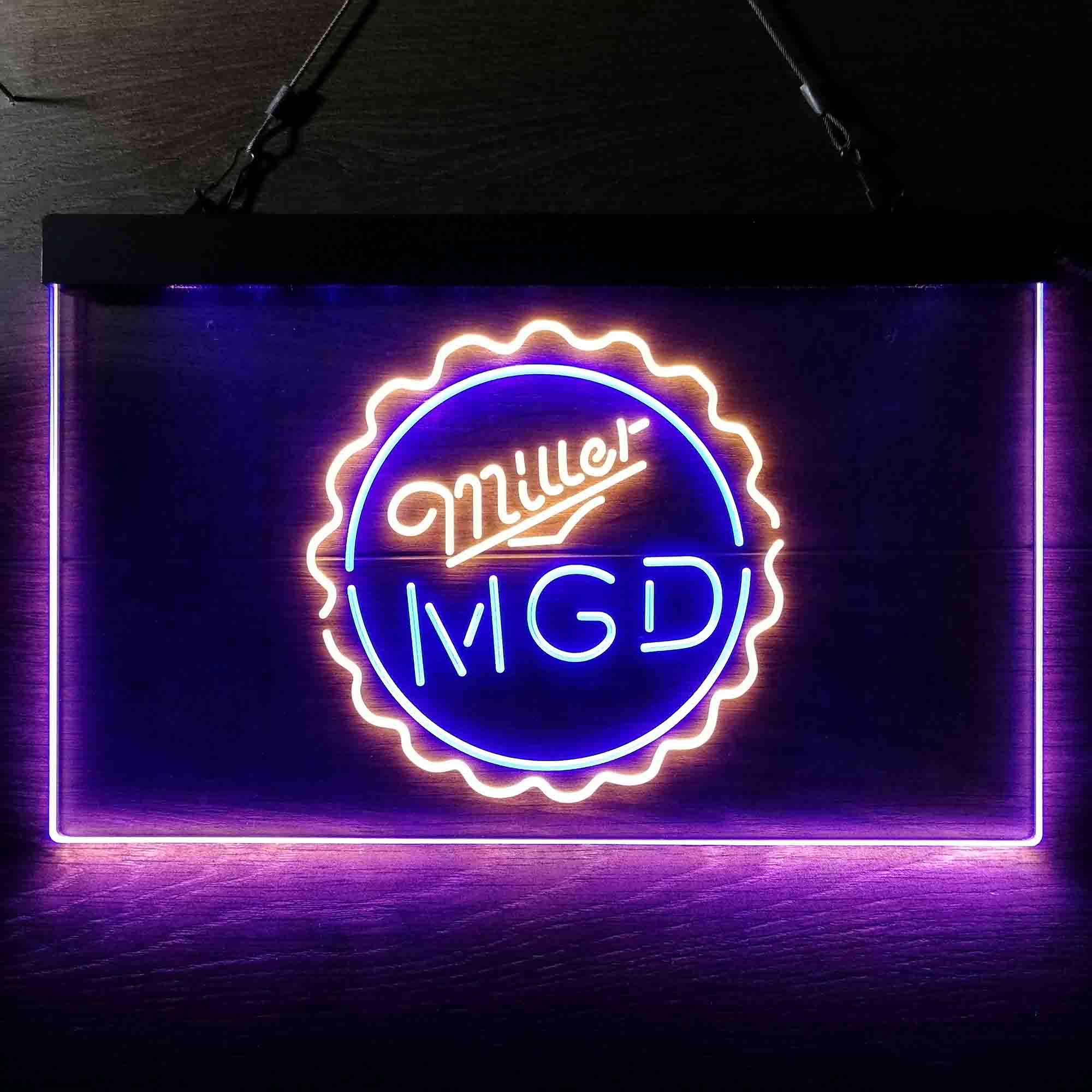 Miller Lite Genuine Draft MGD Bottle Cap LED Neon Sign