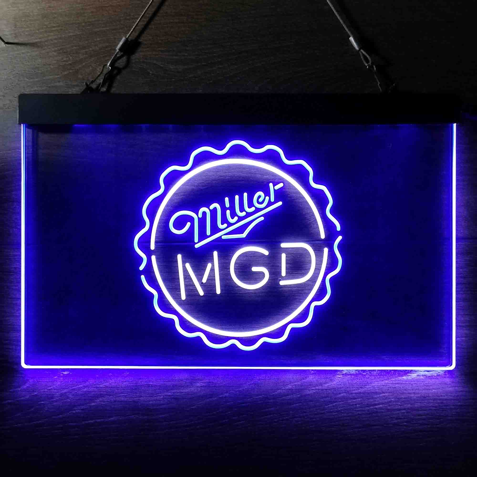 Miller Lite Genuine Draft MGD Bottle Cap LED Neon Sign