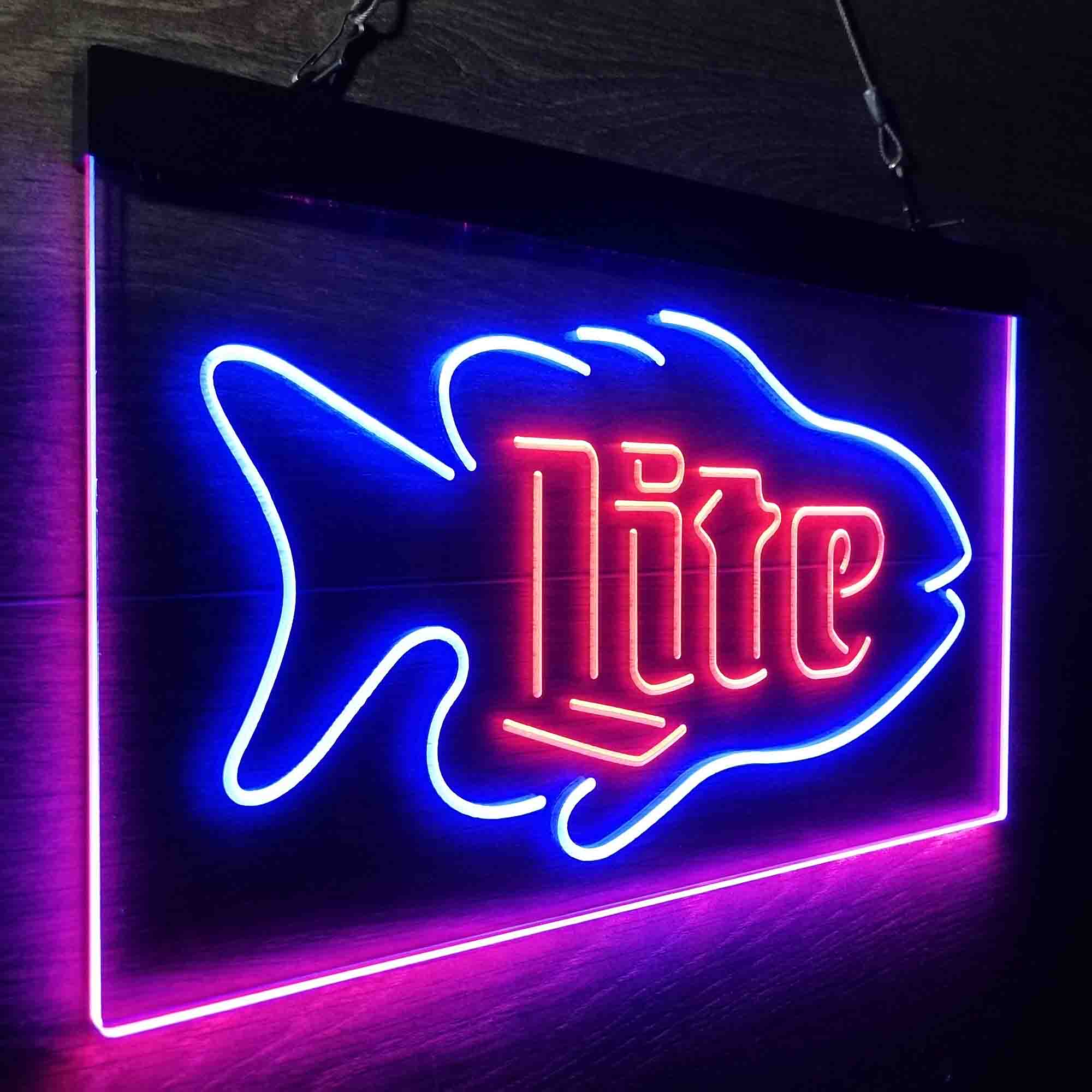 Miller Lite Salmon Fish LED Neon Sign