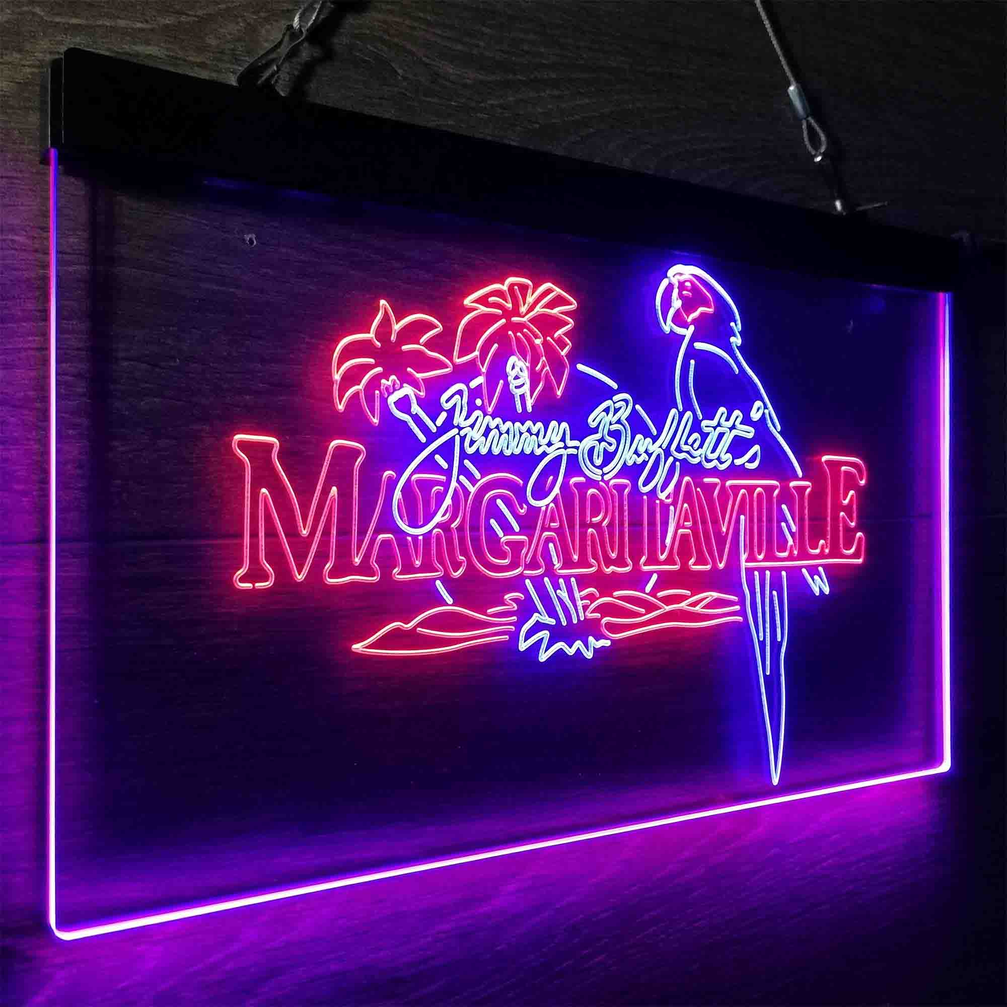 Margaritavilles Jimmys Buffetts Parrot LED Neon Sign