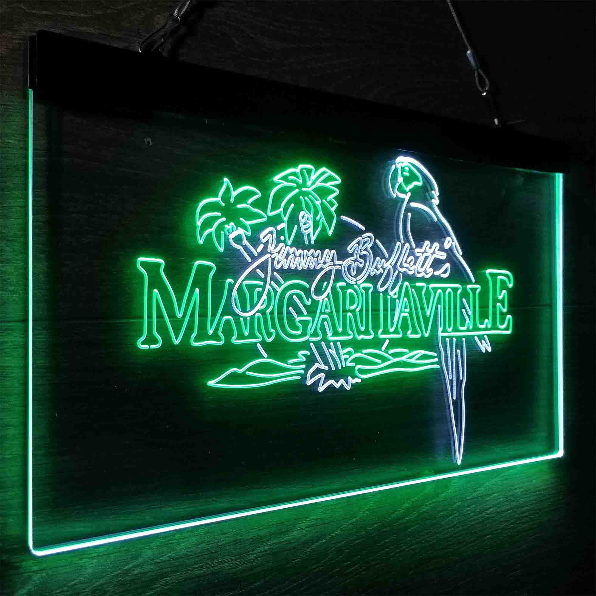 Margaritavilles Jimmys Buffetts Parrot LED Neon Sign