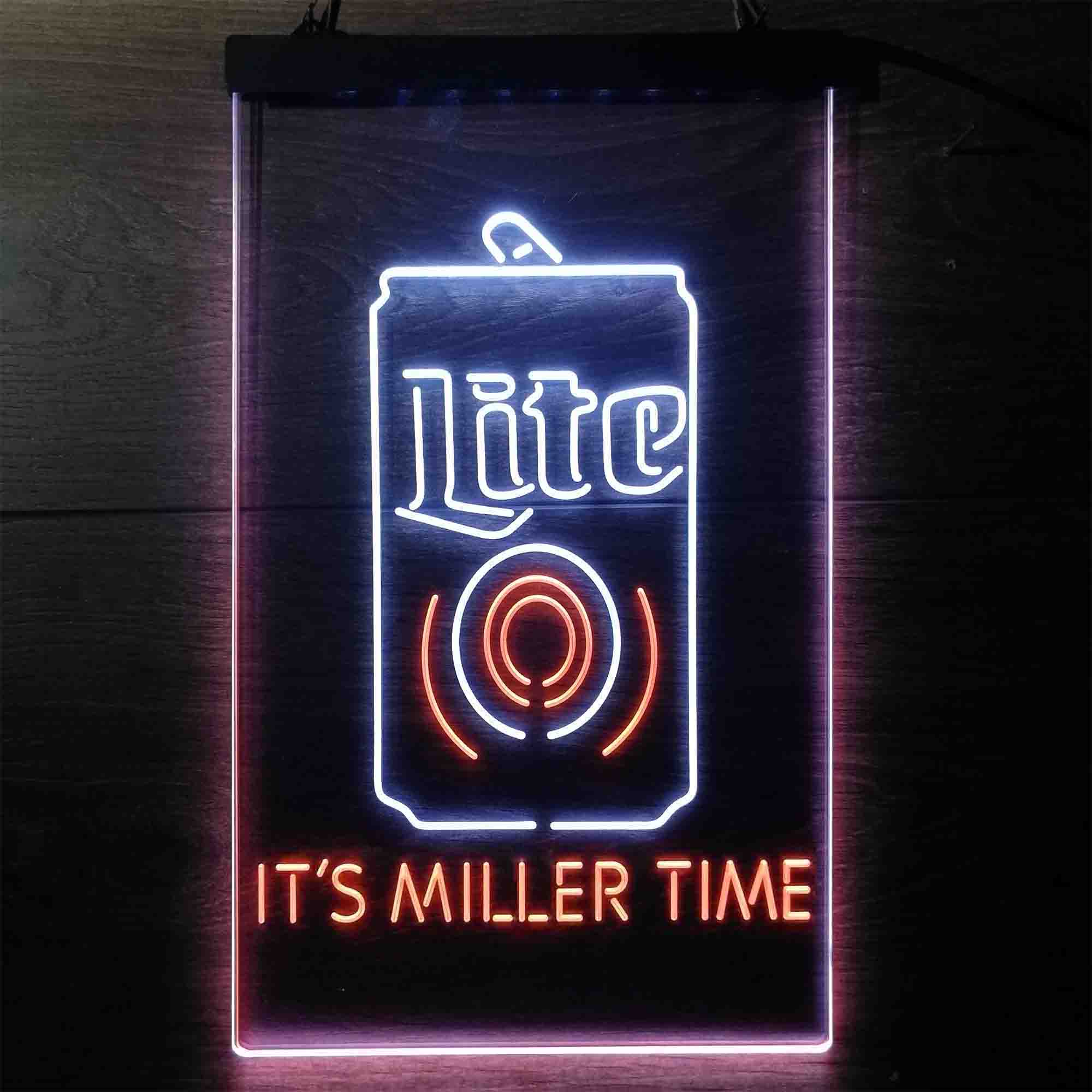 It's Miller Time Bottle Vertical Beer LED Neon Sign