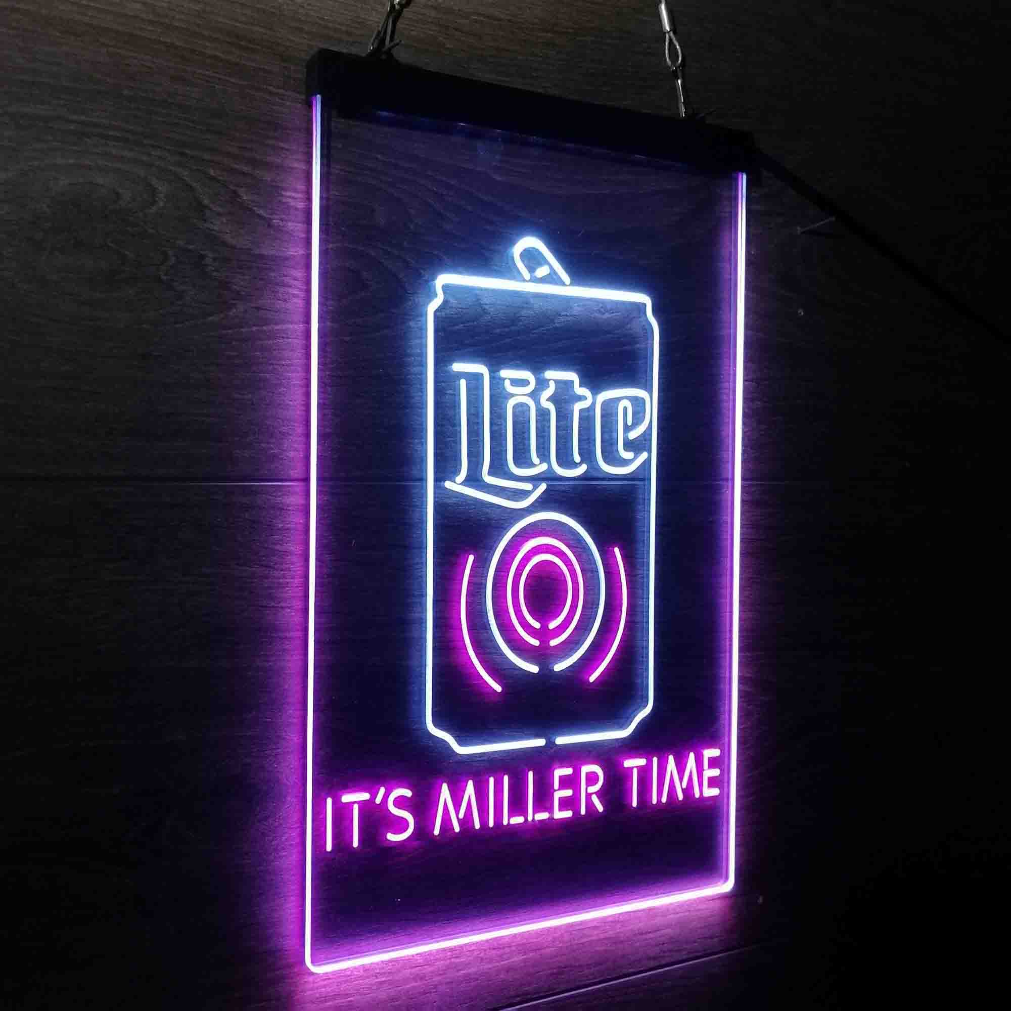 It's Miller Time Bottle Vertical Beer LED Neon Sign