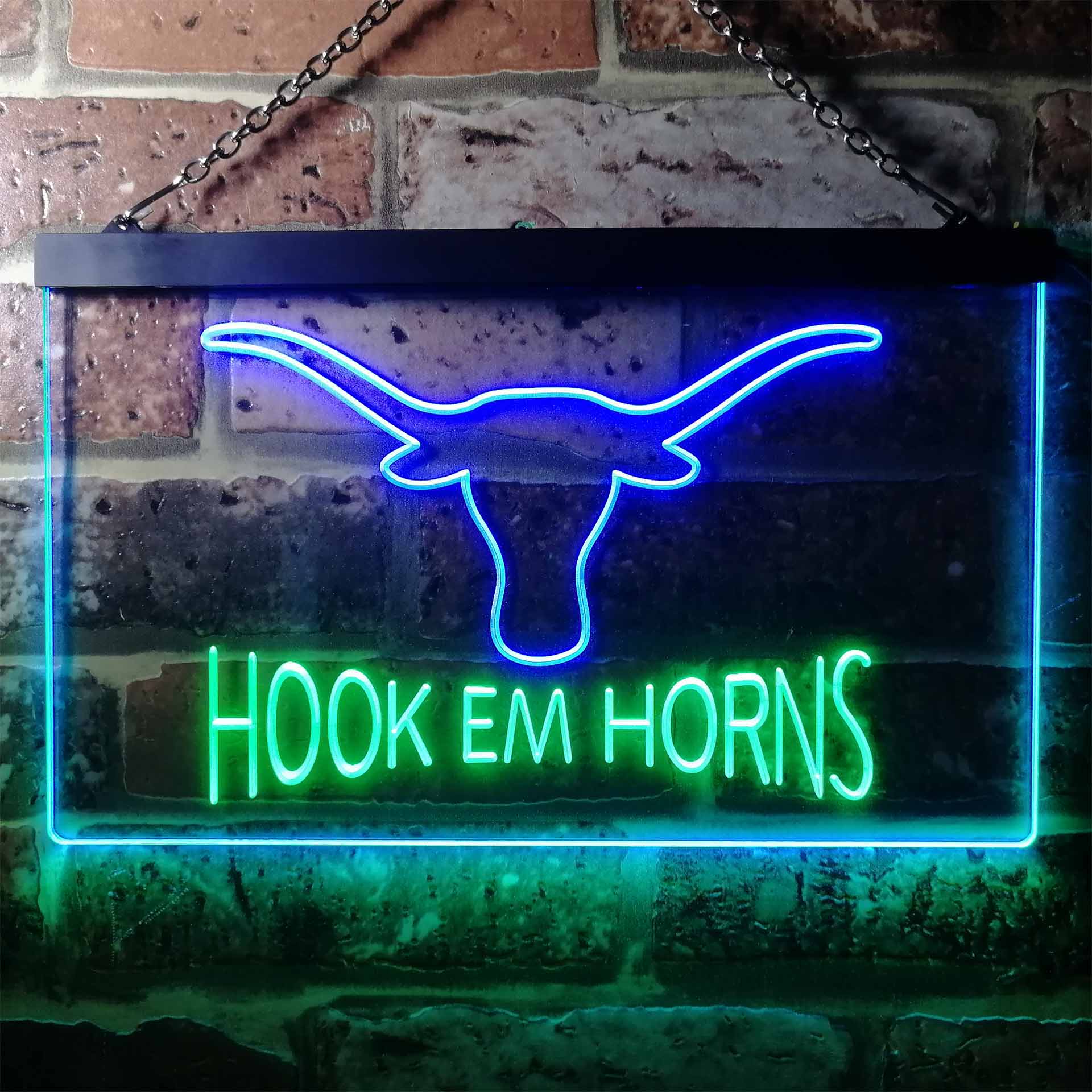 Hook Em Horns University of Texas Club LED Neon Sign