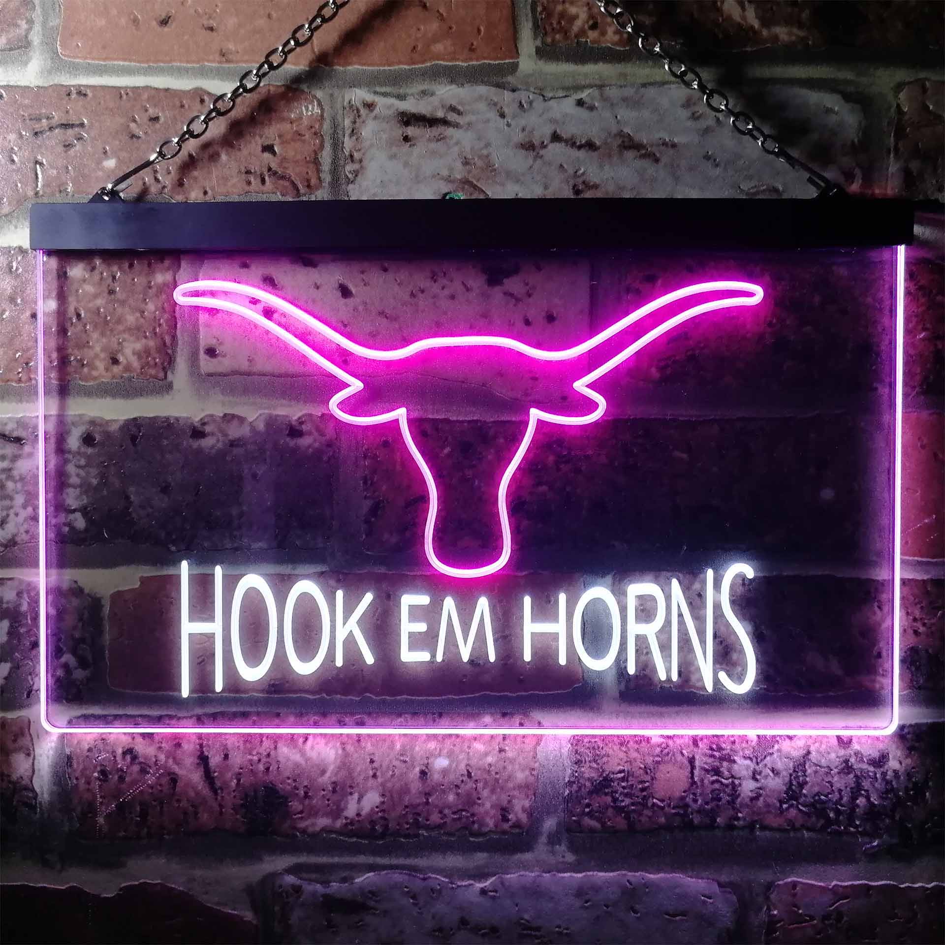 Hook Em Horns University of Texas Club LED Neon Sign