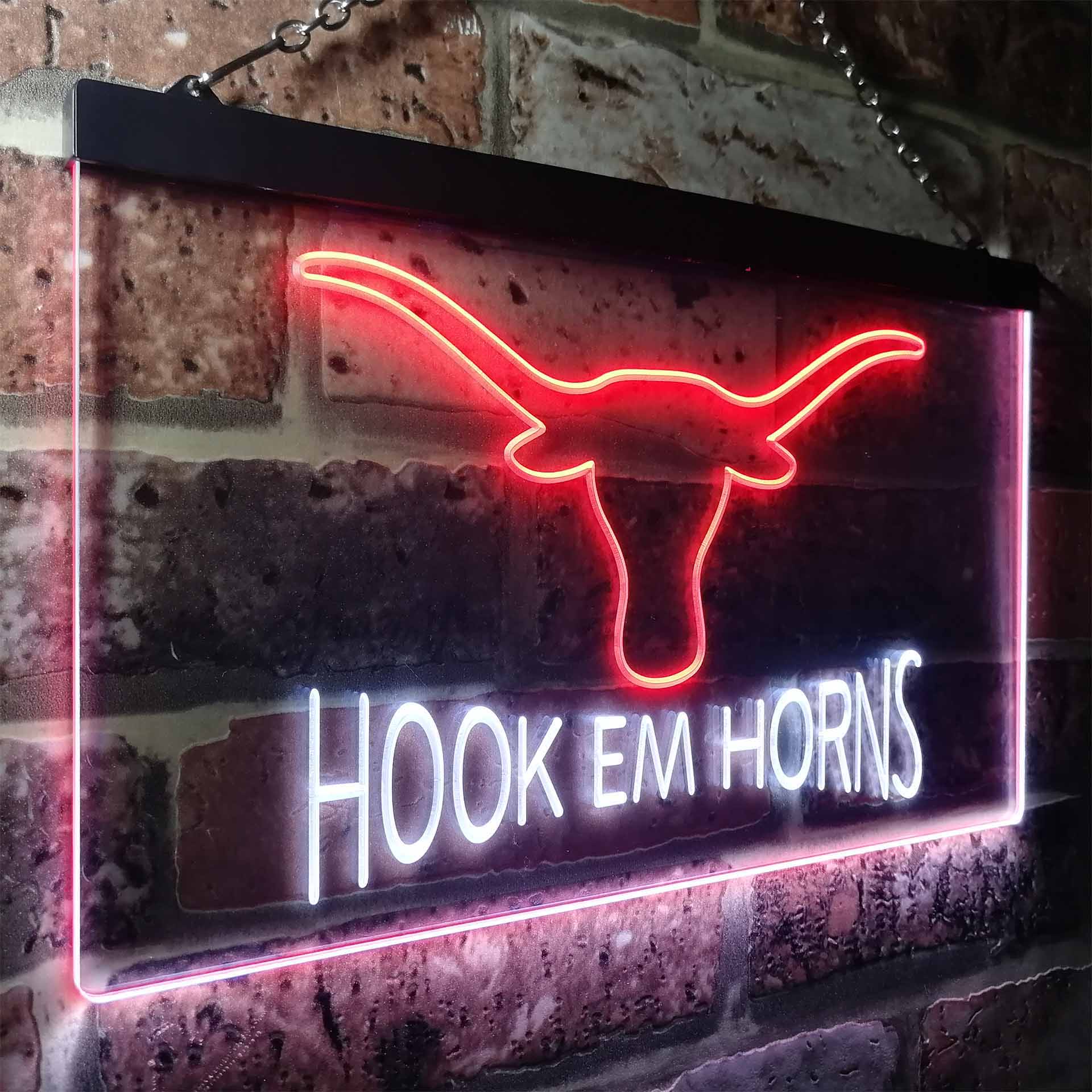Hook Em Horns University of Texas Club LED Neon Sign