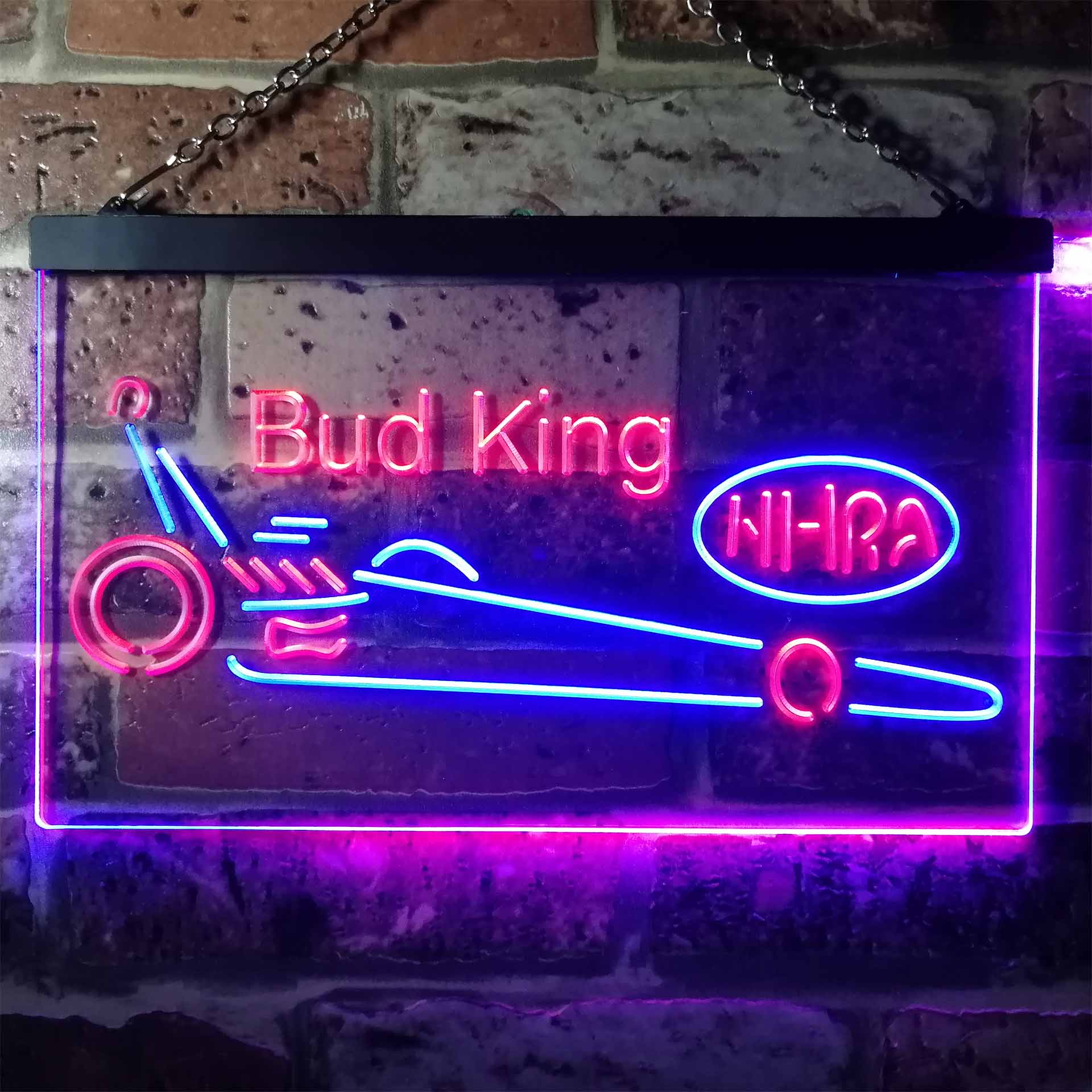 Buds King NHRA League Club Dragster LED Neon Sign