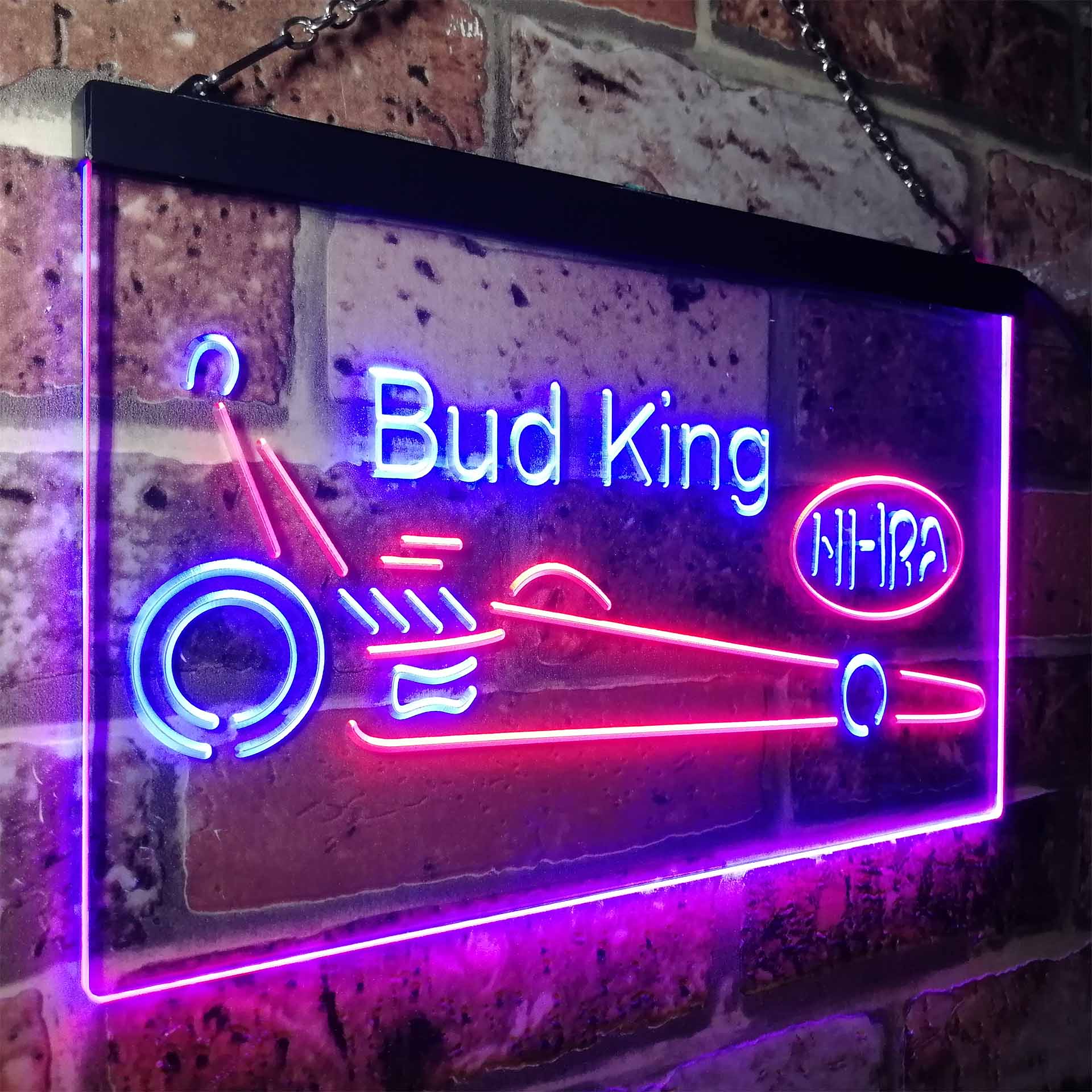 Buds King NHRA League Club Dragster LED Neon Sign