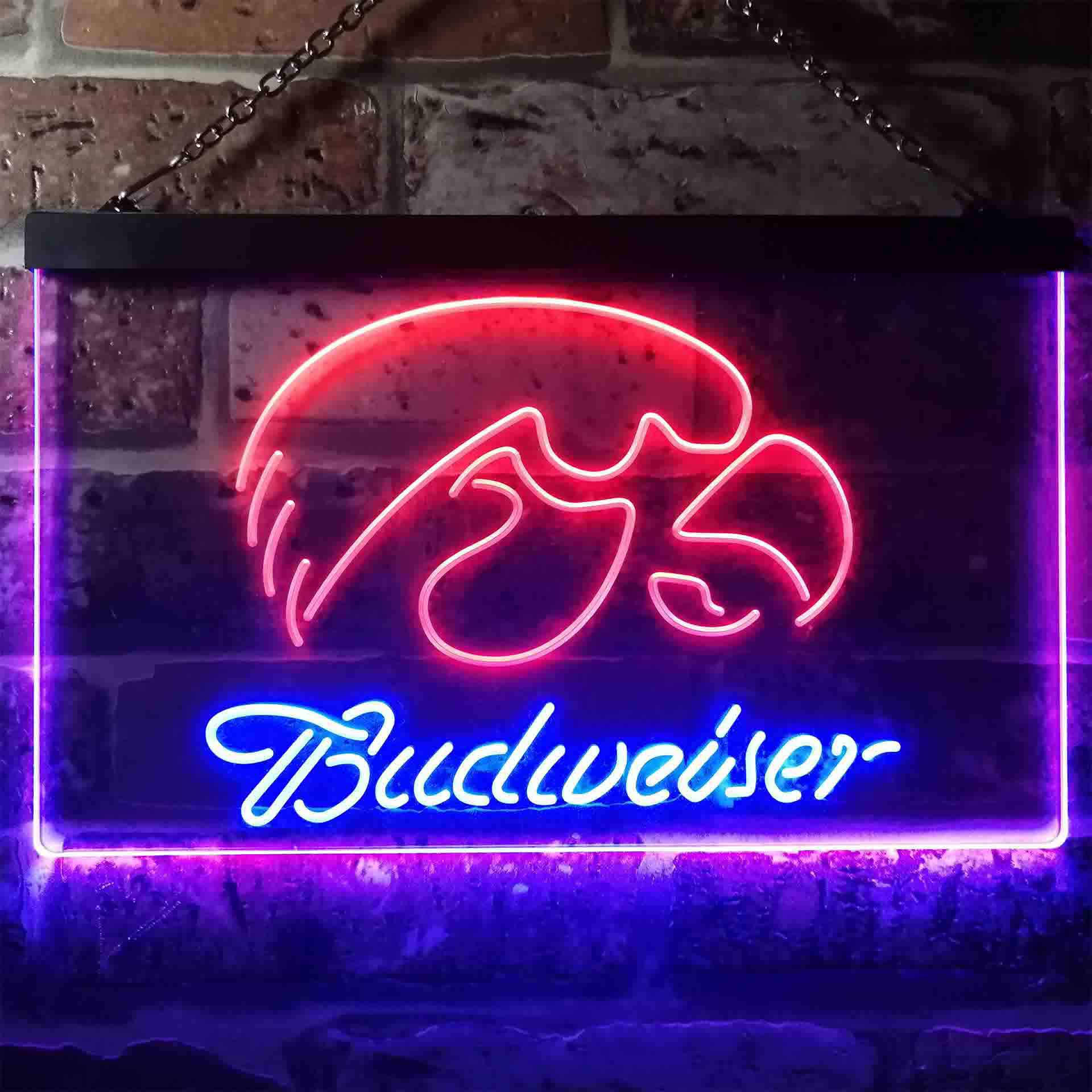 Budweiserss University Of Lowa Club LED Neon Sign