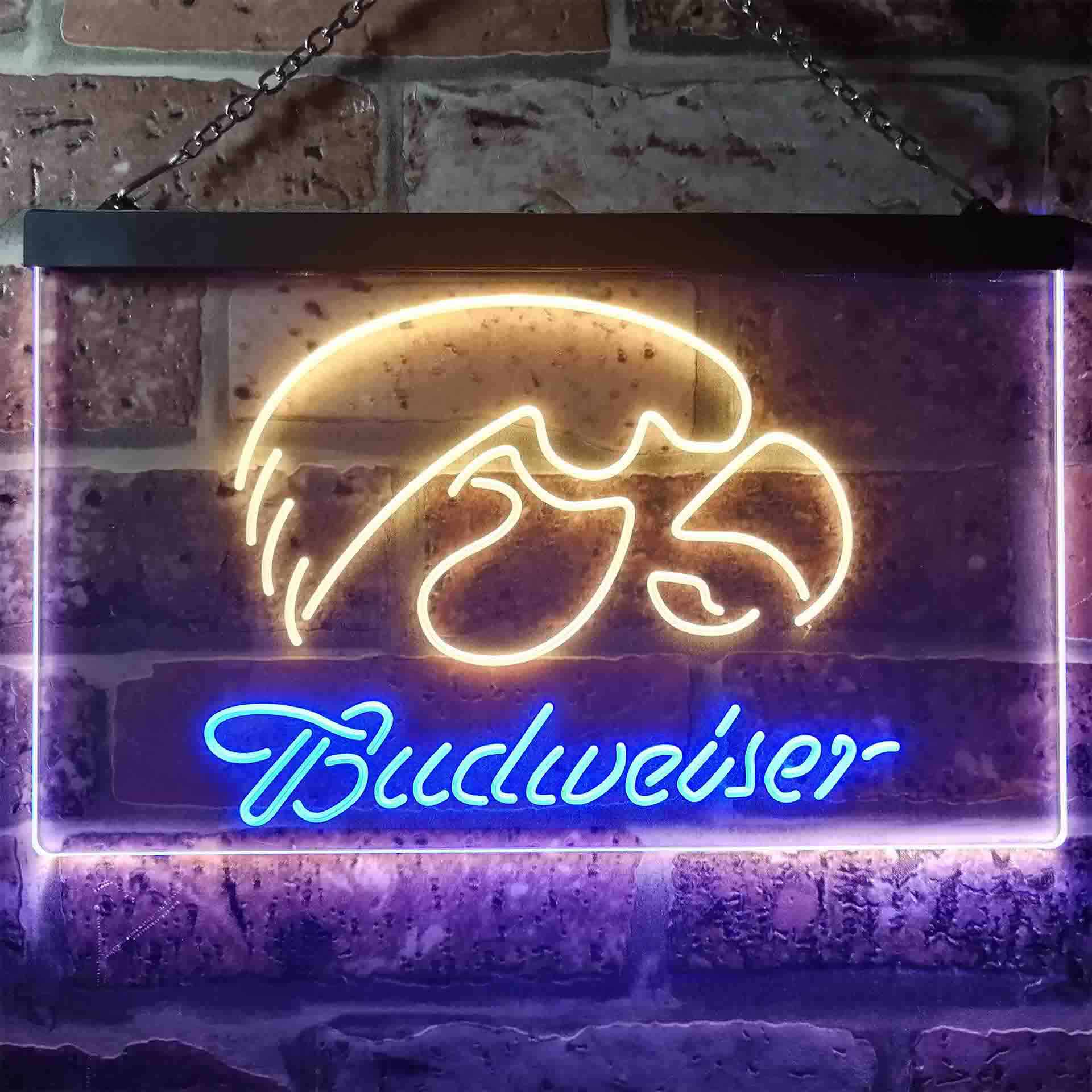 Budweiserss University Of Lowa Club LED Neon Sign