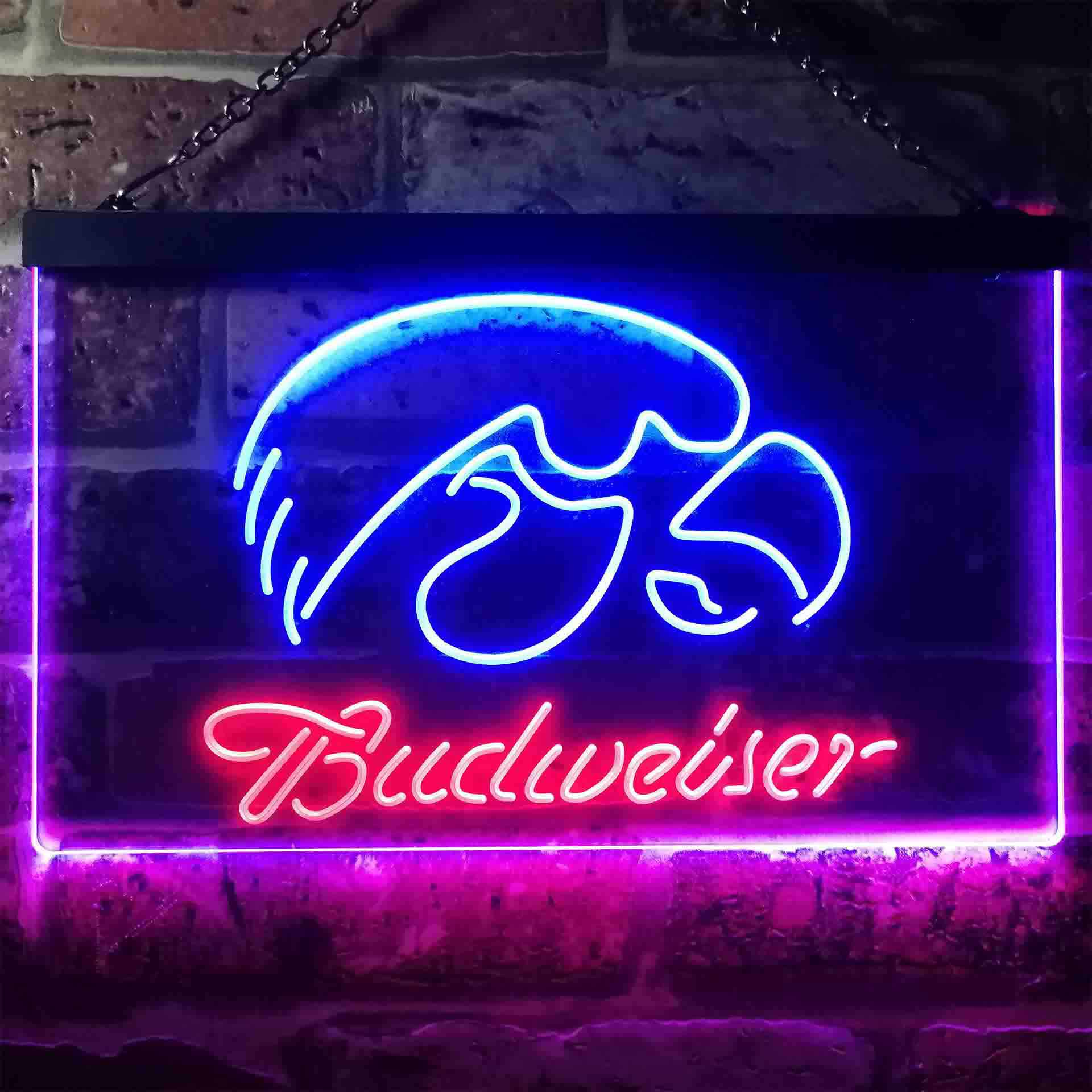 Budweiserss University Of Lowa Sport Team Club LED Neon Sign