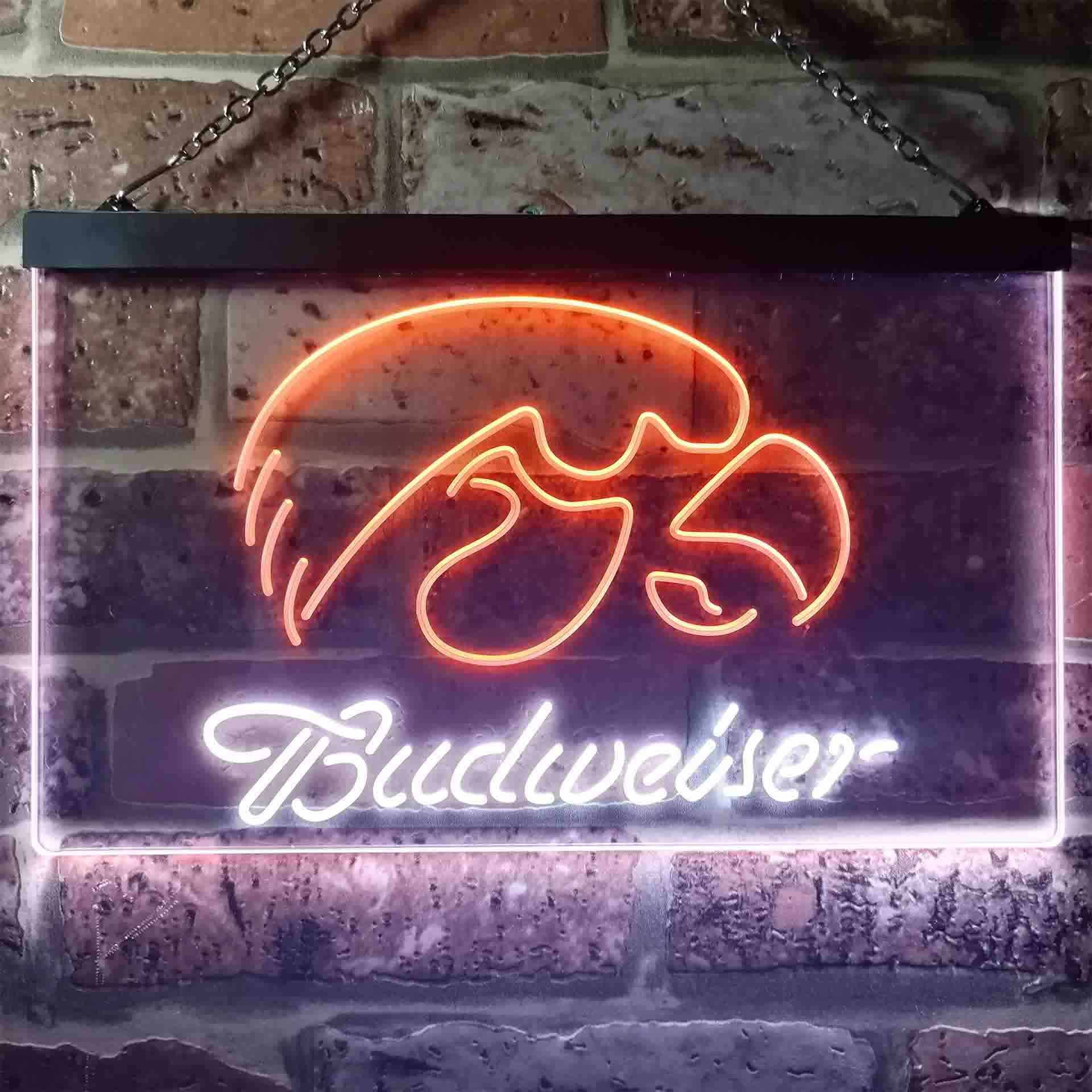 Budweiserss University Of Lowa Sport Team Club LED Neon Sign