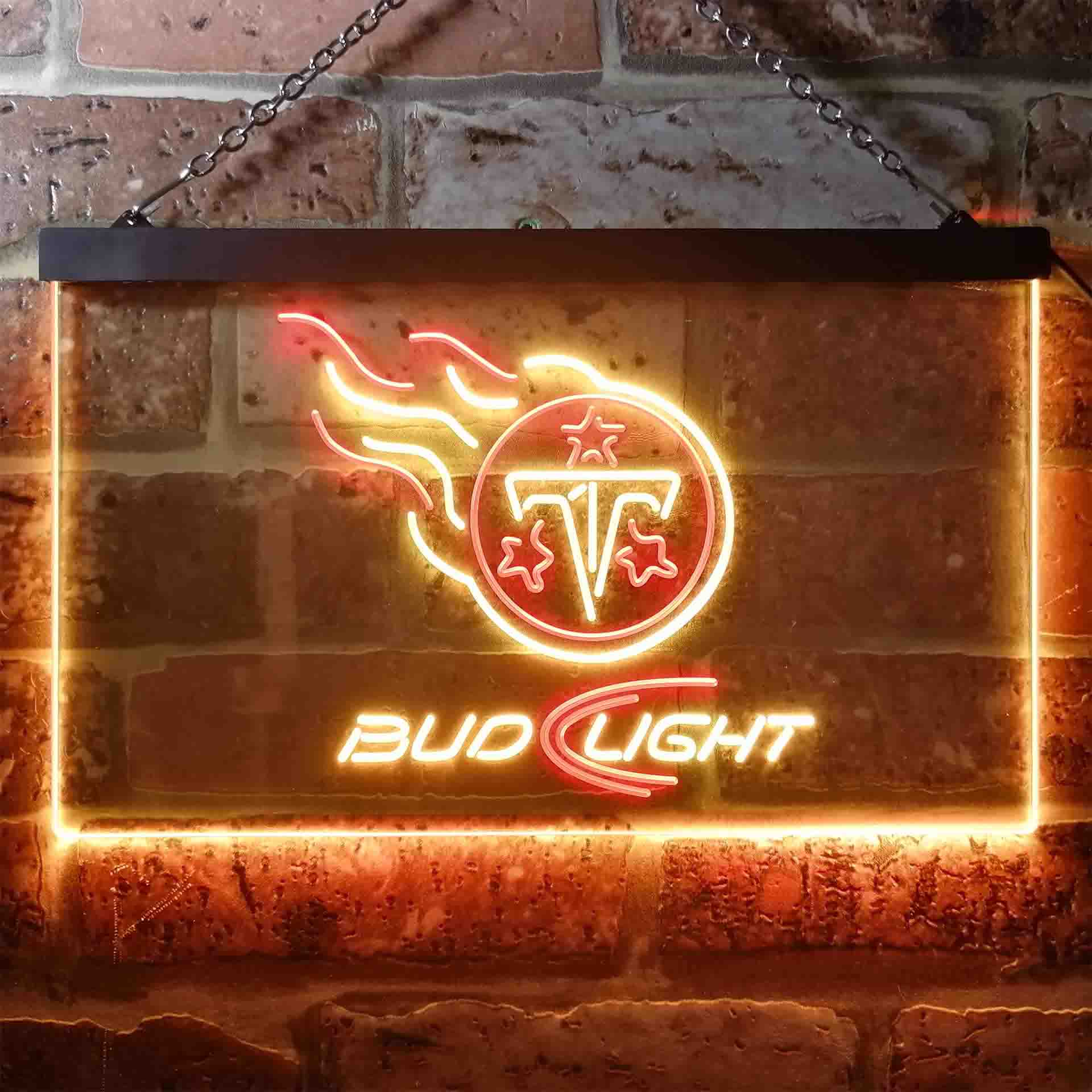 Red Tennessee Titans Bud Light LED Neon Sign