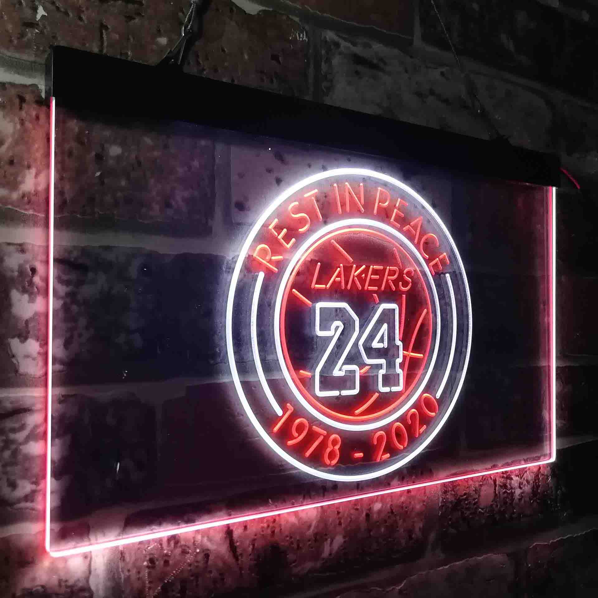 Lakers 24 Rest in Peach 1978-2020 Basketball LED Neon Sign