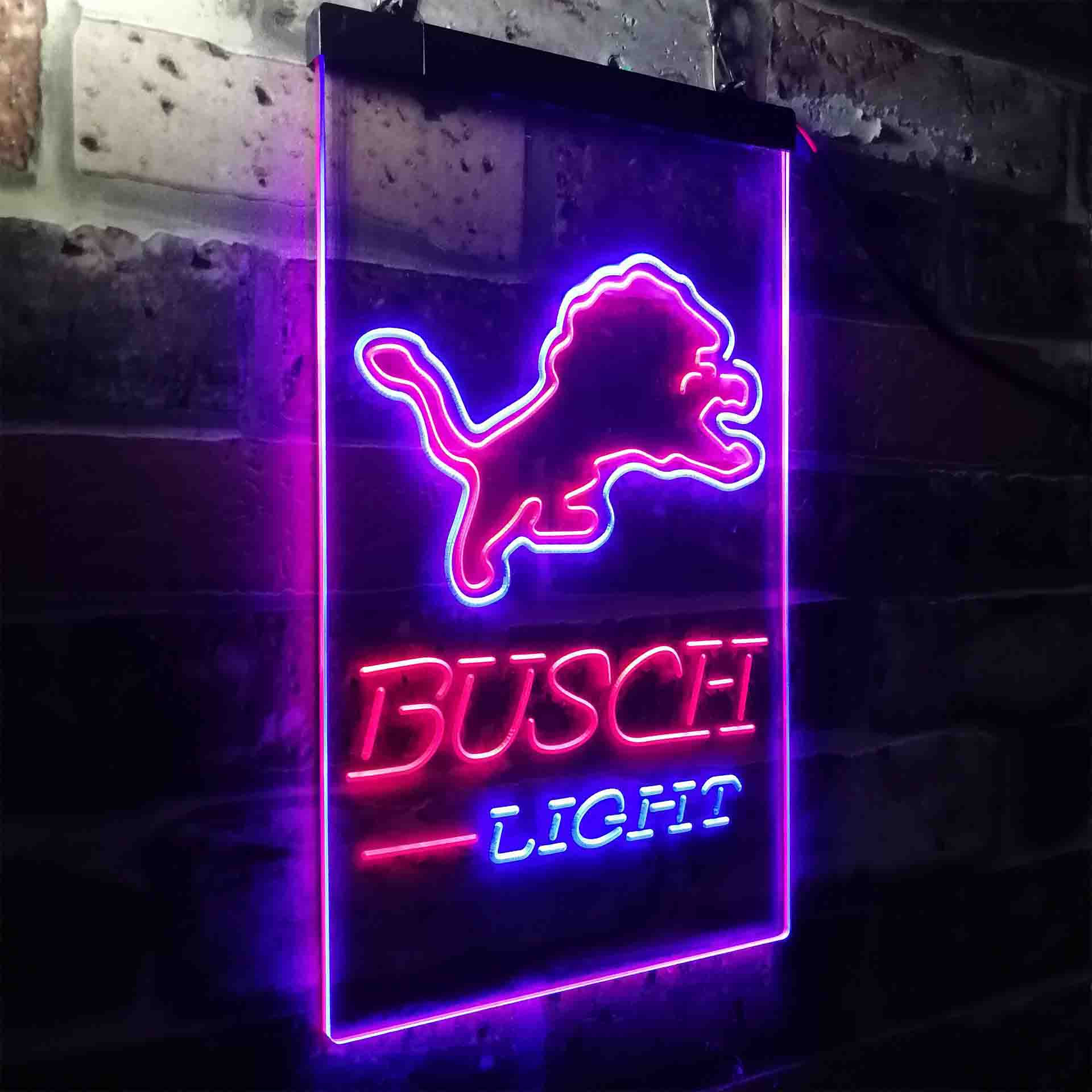 Detroit Lion Busch Light LED Neon Sign
