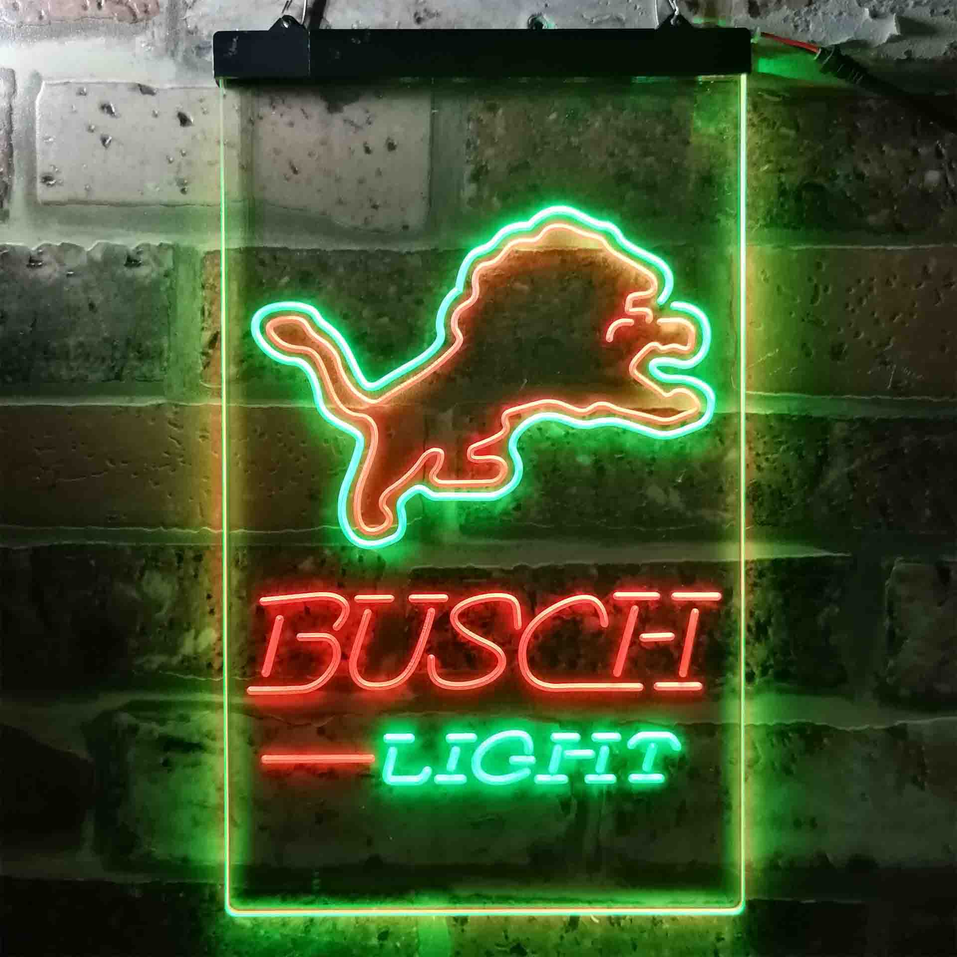 Detroit Lion Busch Light LED Neon Sign