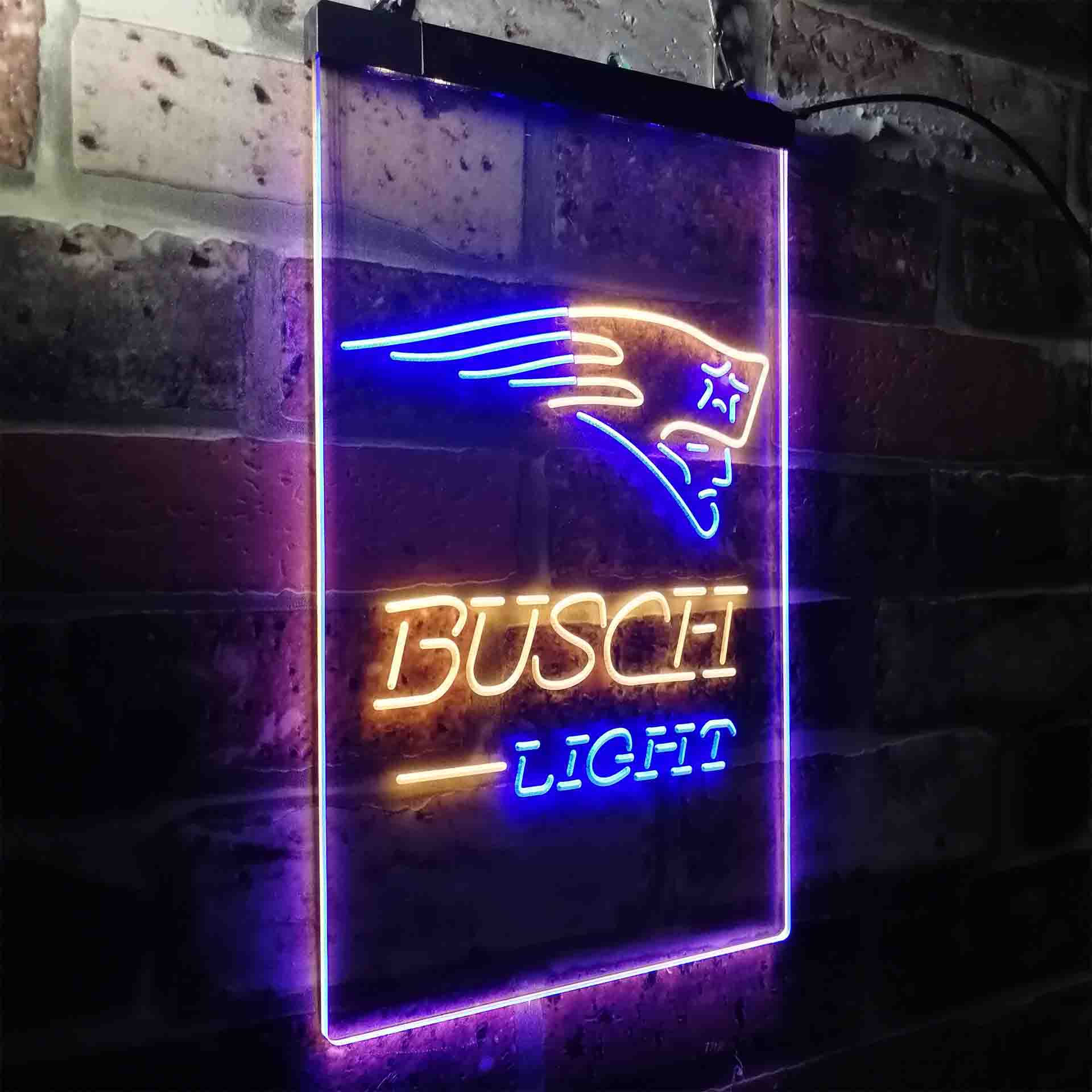New England Patri Busch Light LED Neon Sign