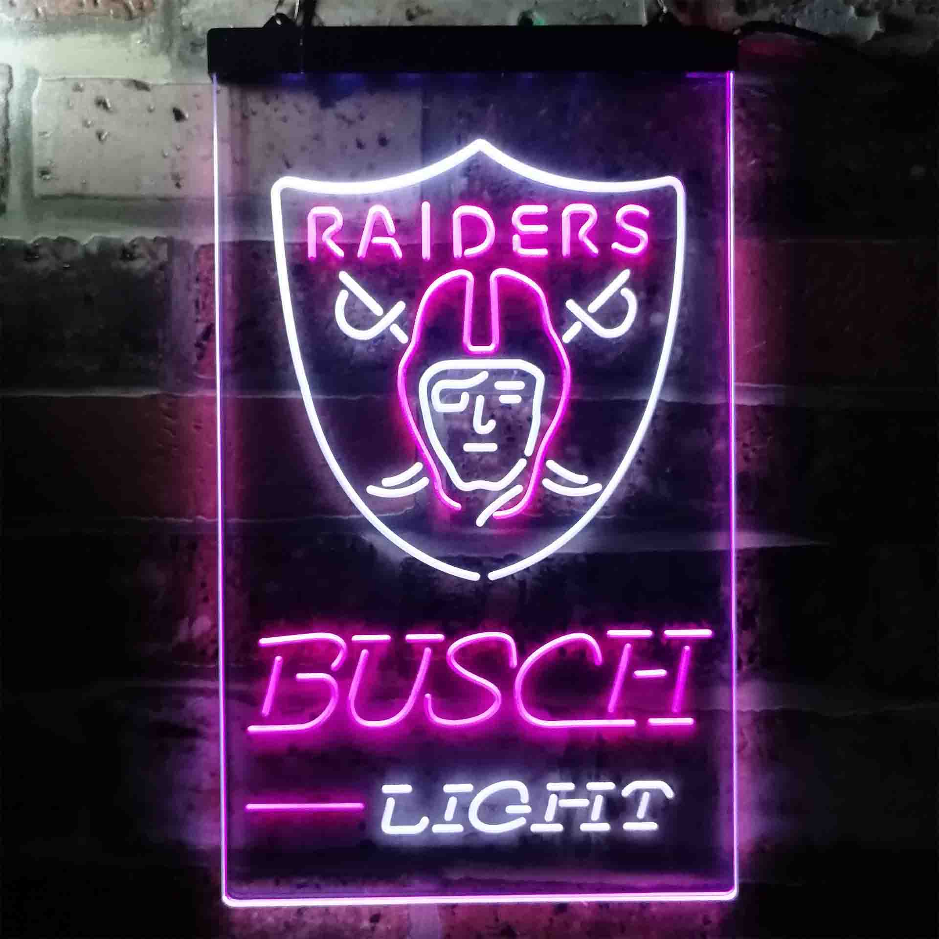 Oakland Raiders Busch Light LED Neon Sign