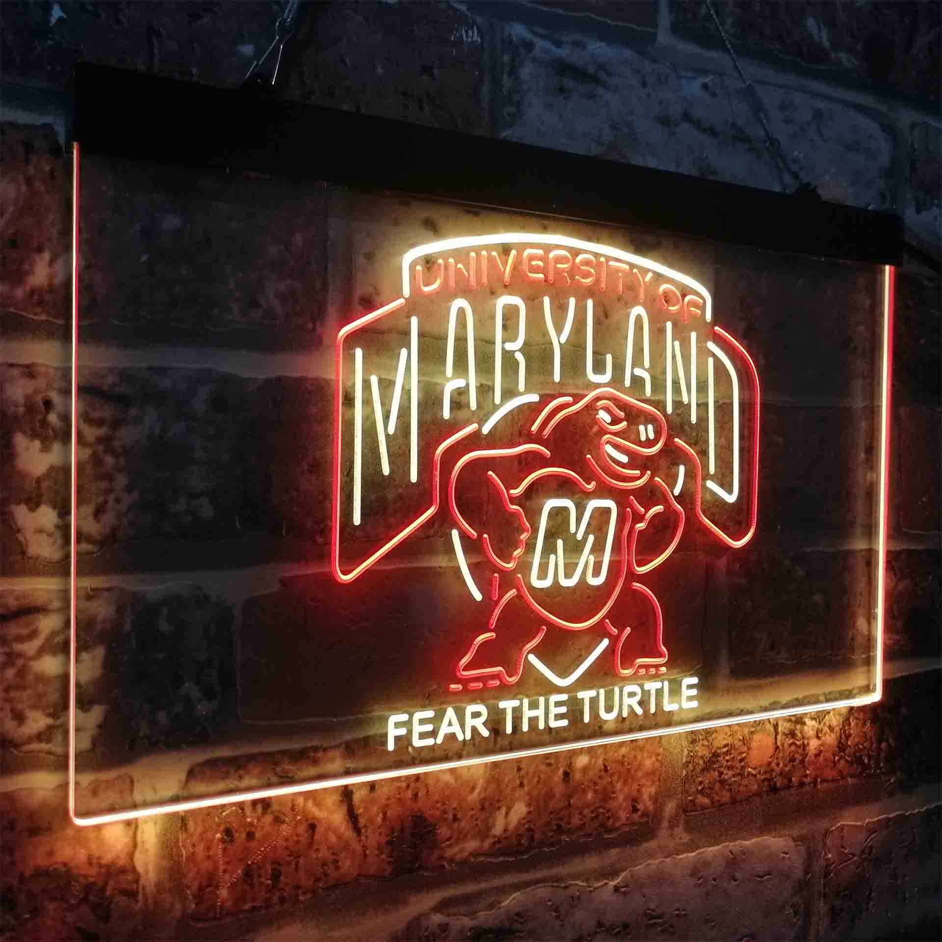 Maryland Turtle University NCAA College Football Fear The Turtle LED Neon Sign