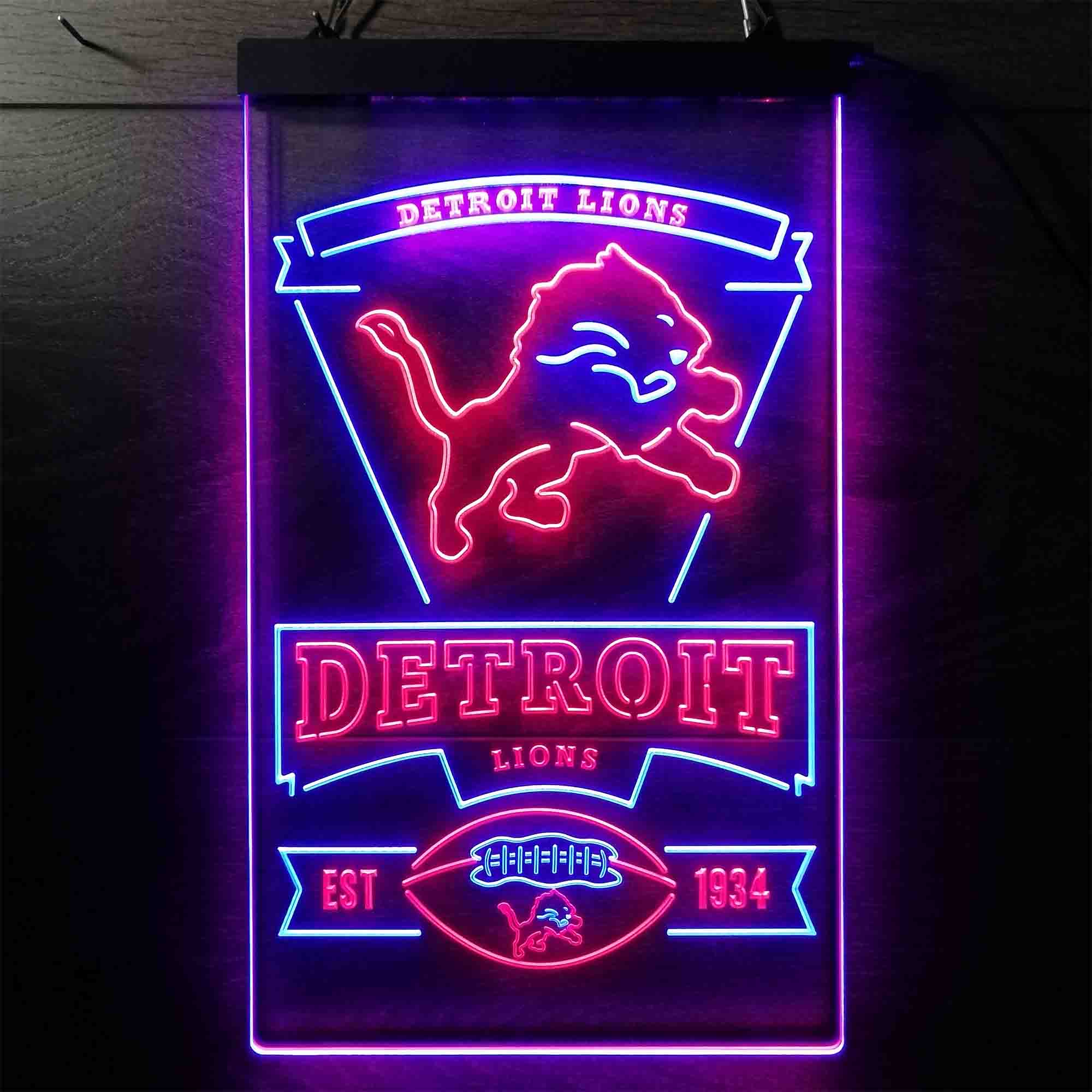 Detroit Lions Est. 1934 LED Neon Sign