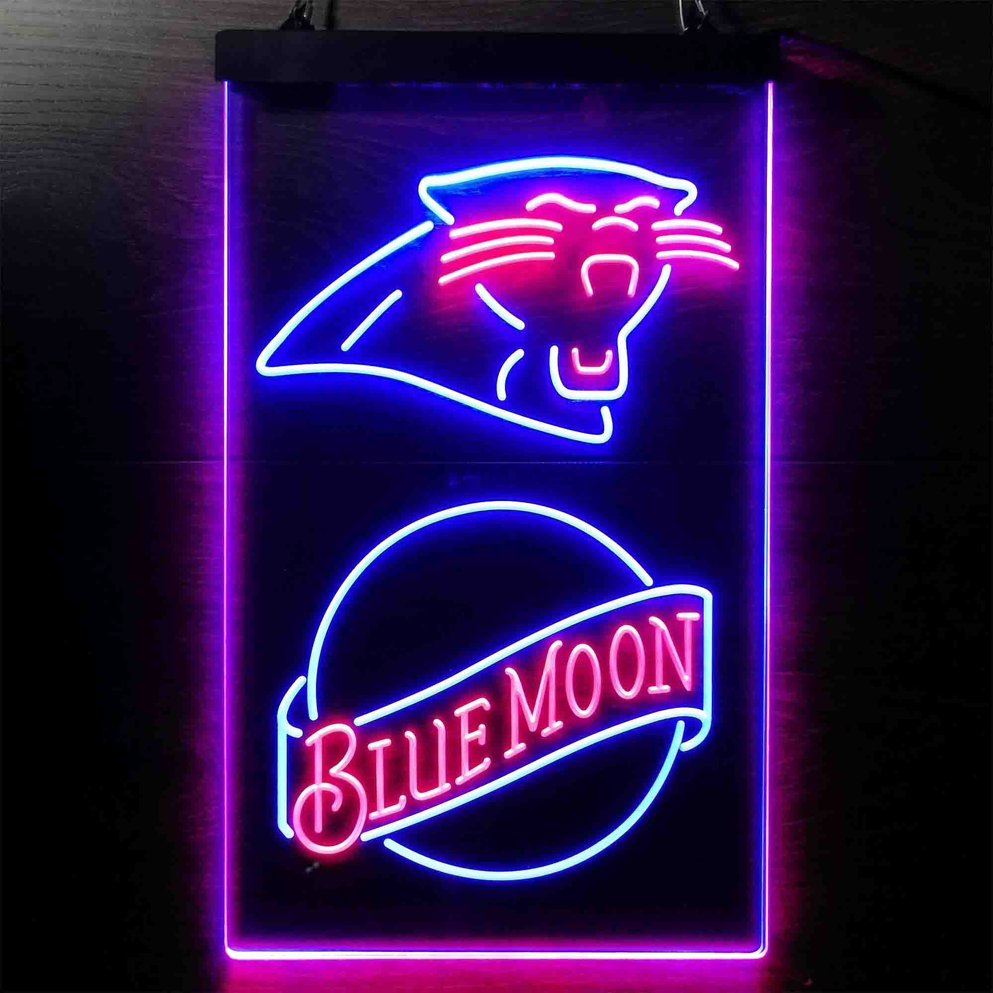 Blue Moon Bar Carolina Panthers Est. 1995 LED Neon Sign