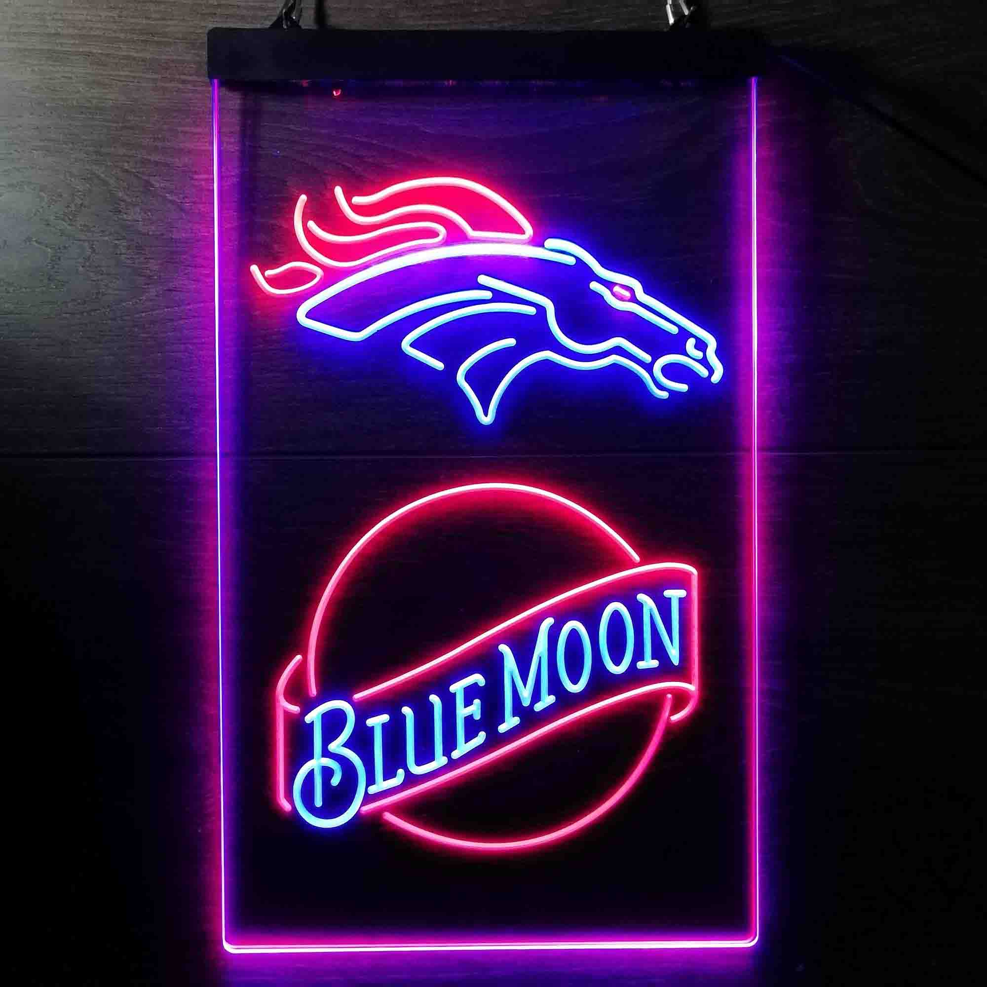 Blue Moon Bar Denver Broncos Est. 1960 LED Neon Sign