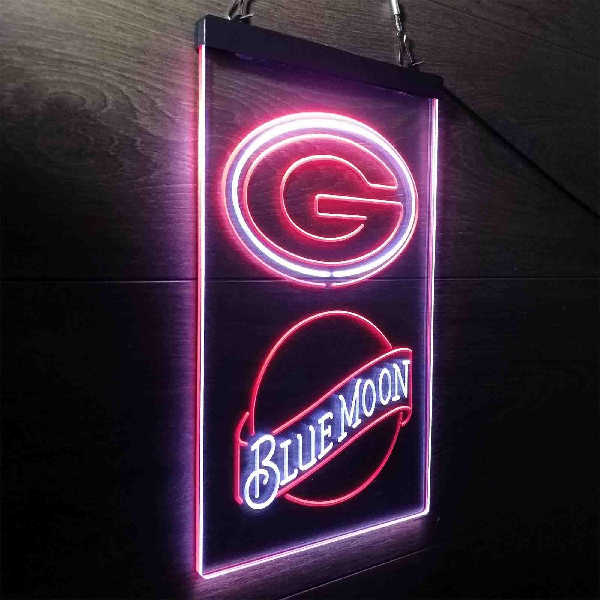 Blue Moon Bar Green Bay Packers Est. 1919 LED Neon Sign