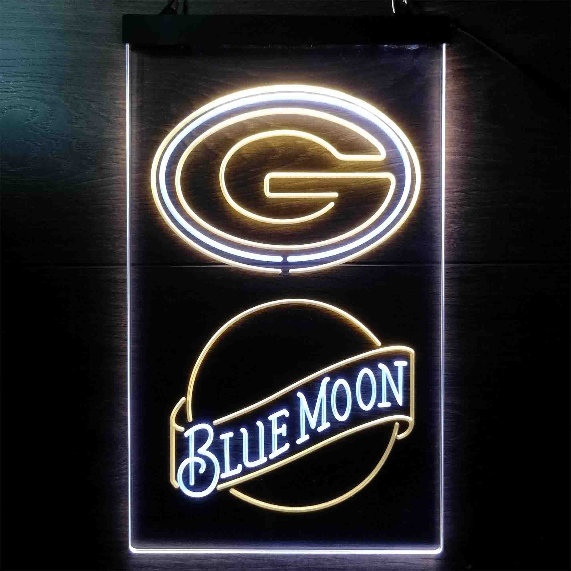 Blue Moon Bar Green Bay Packers Est. 1919 LED Neon Sign