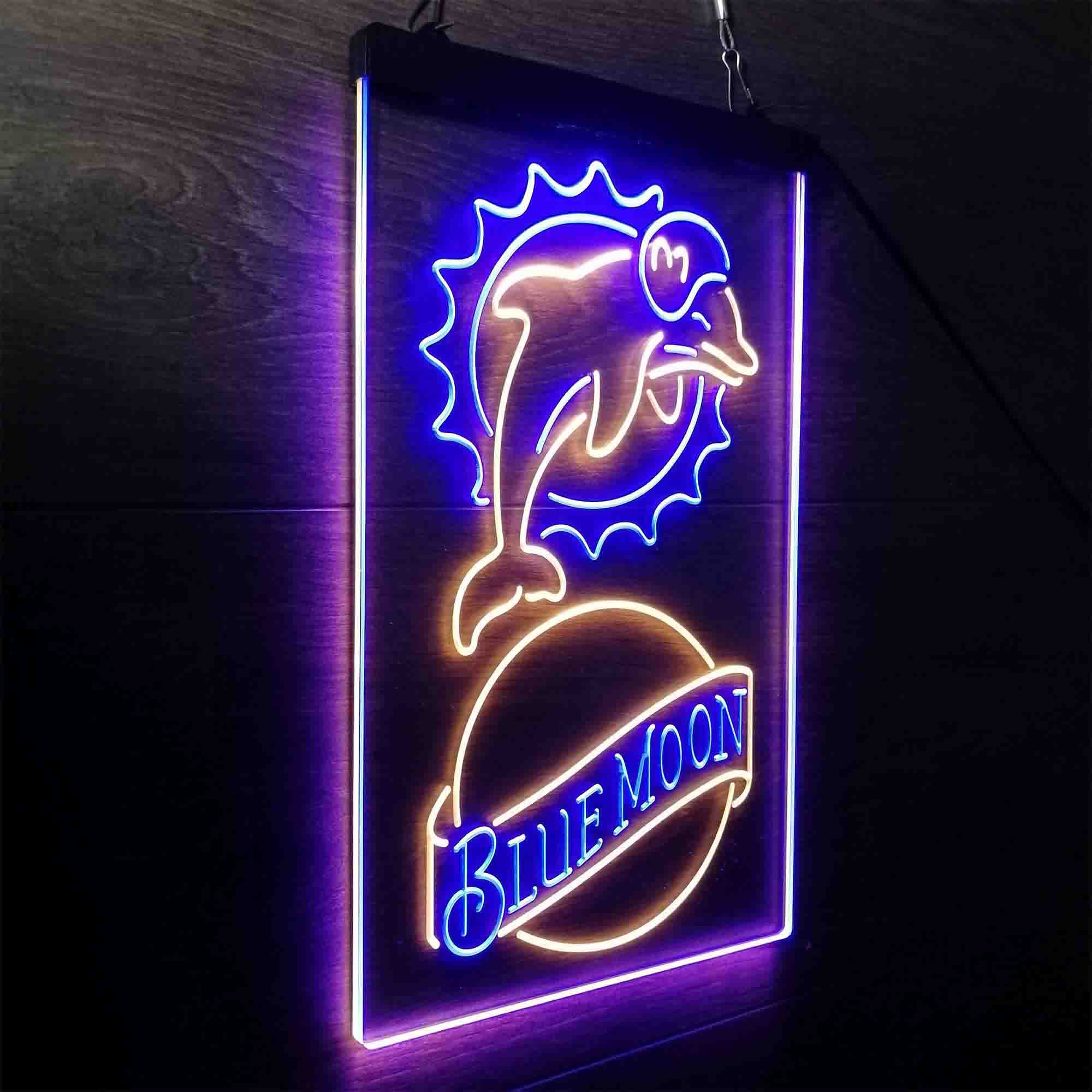 Blue Moon Bar Miami Dolphins Est. 1966 LED Neon Sign